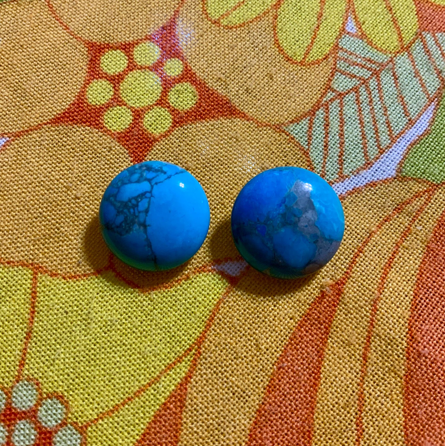 Boucles d’oreilles turquoises en verre Vintage 1980