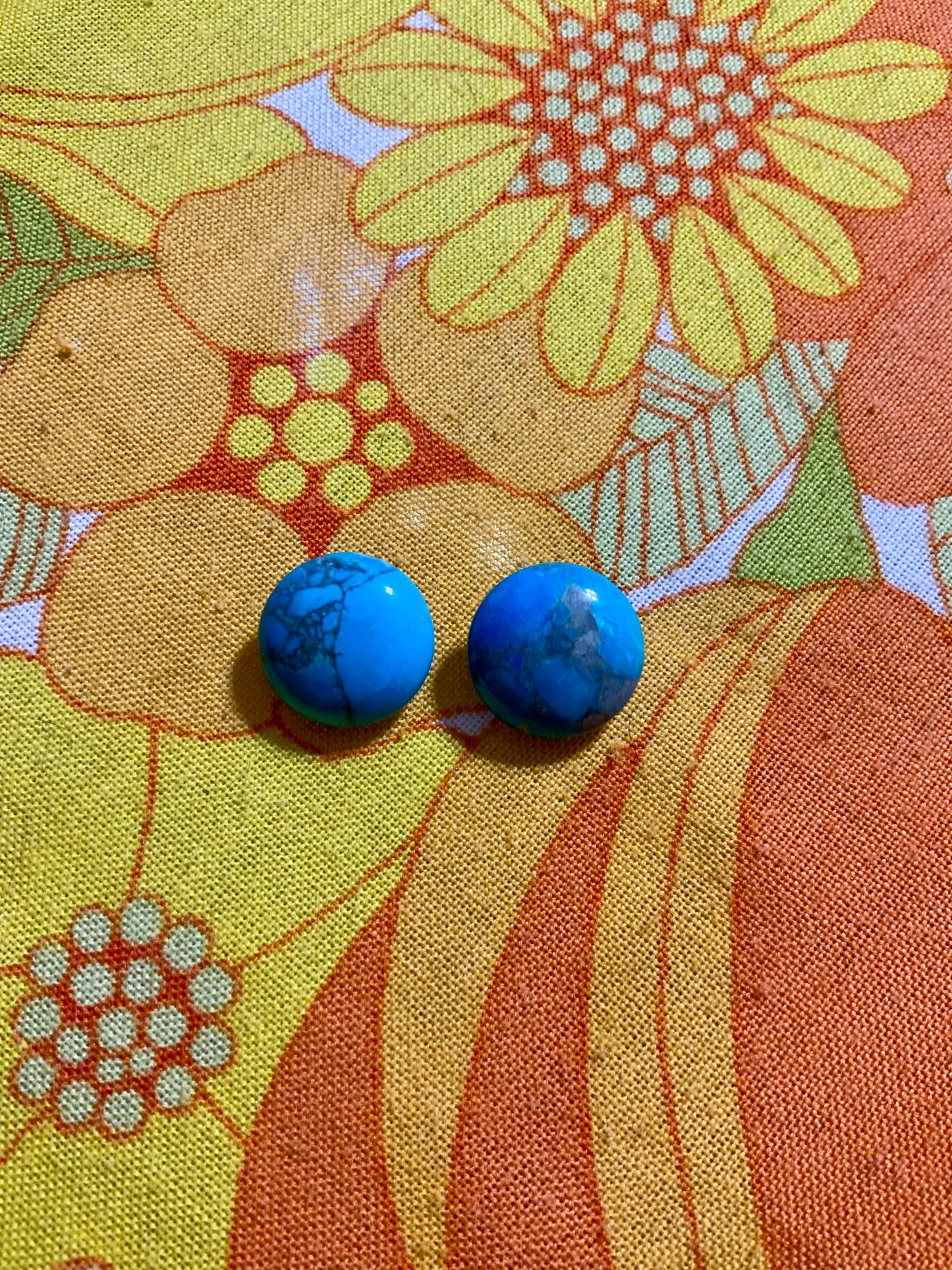 Boucles d’oreilles turquoises en verre Vintage 1980