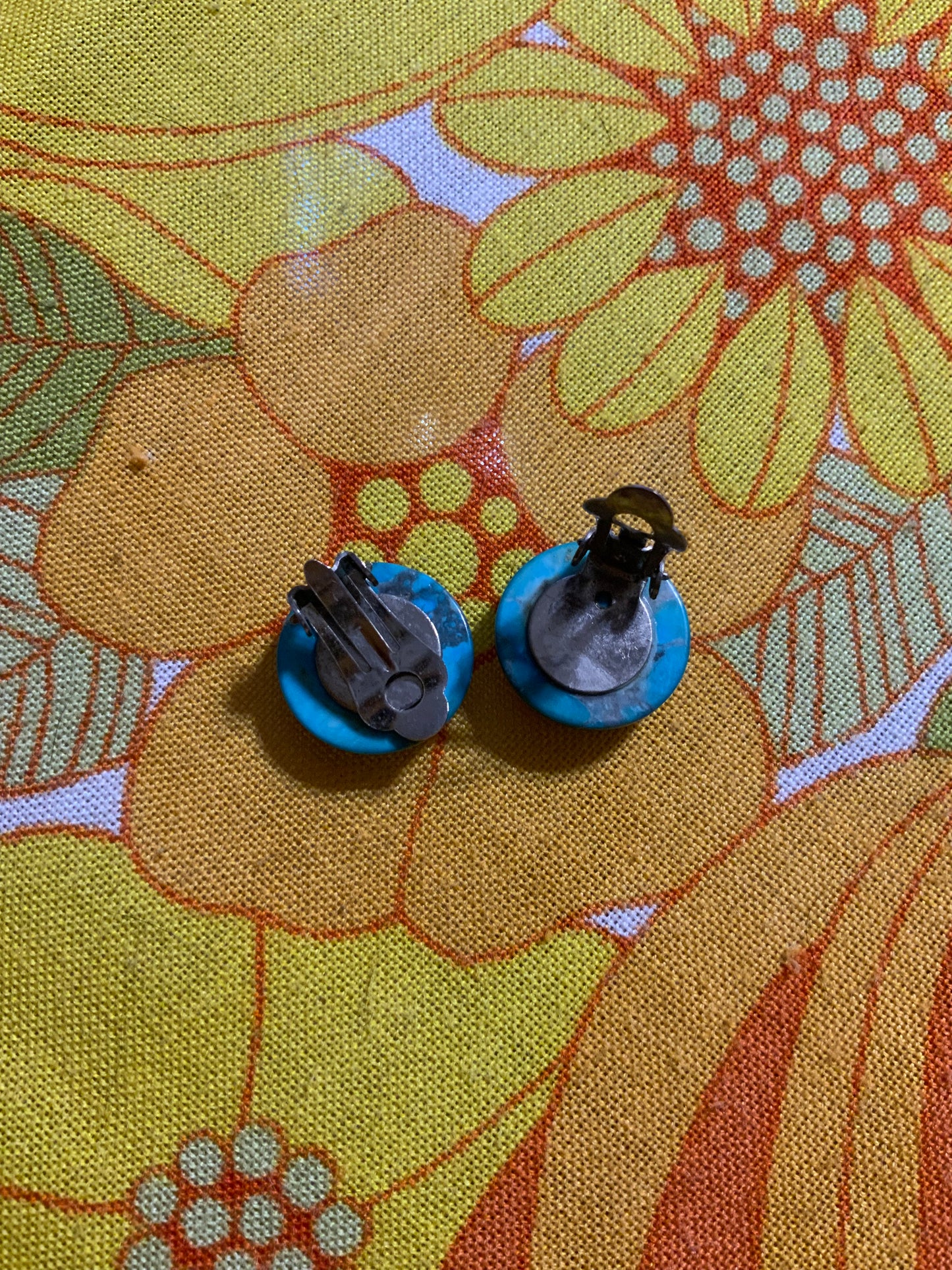 Boucles d’oreilles turquoises en verre Vintage 1980
