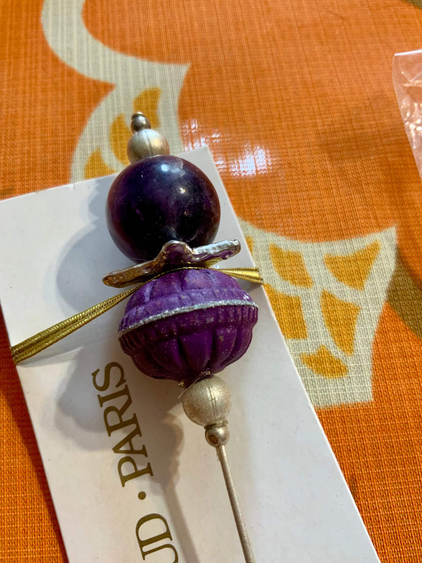 Bijoux Epingle France Paris René Garraud Vintage perle de verre Neuf