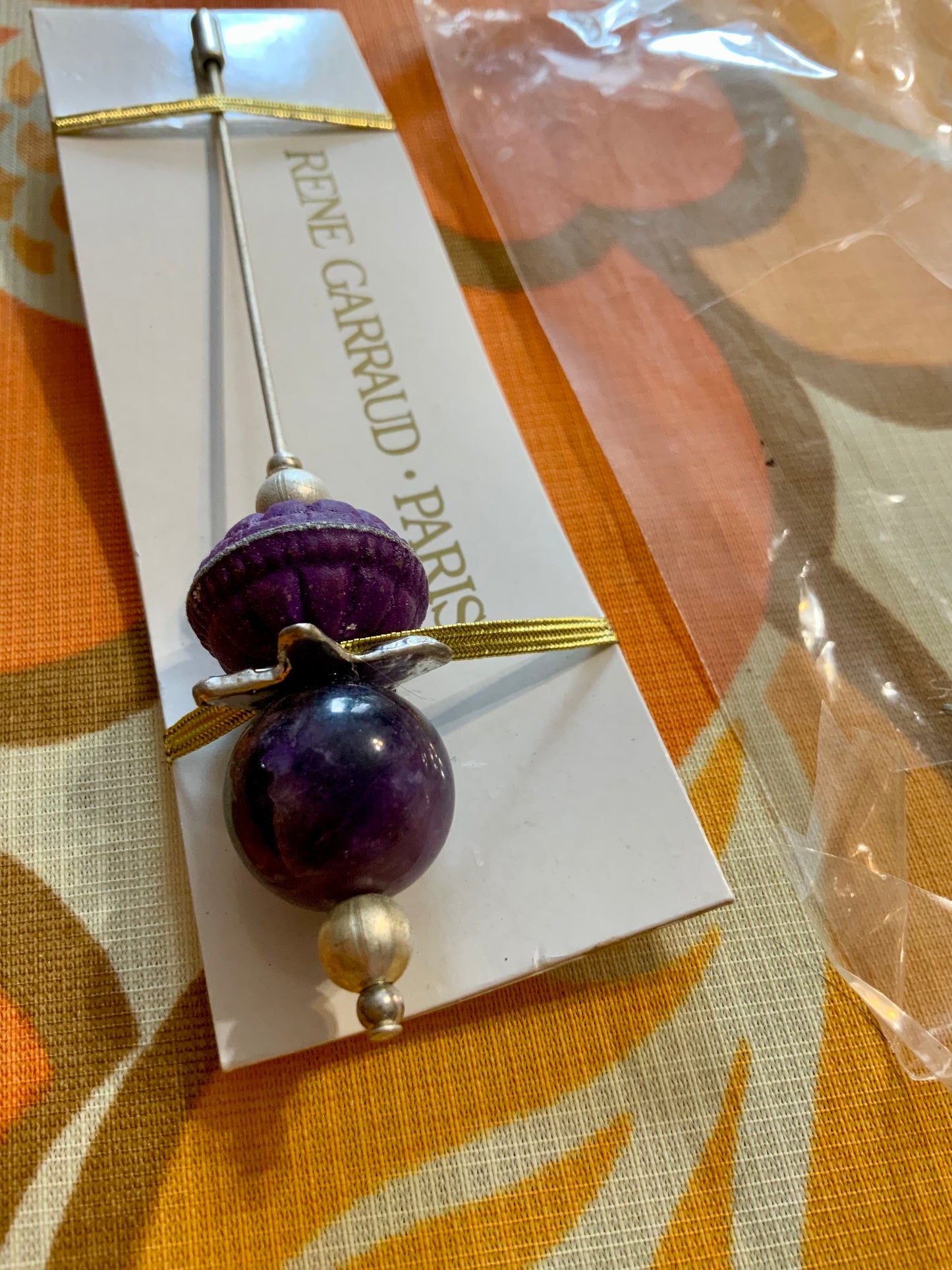 Bijoux Epingle France Paris René Garraud Vintage perle de verre Neuf