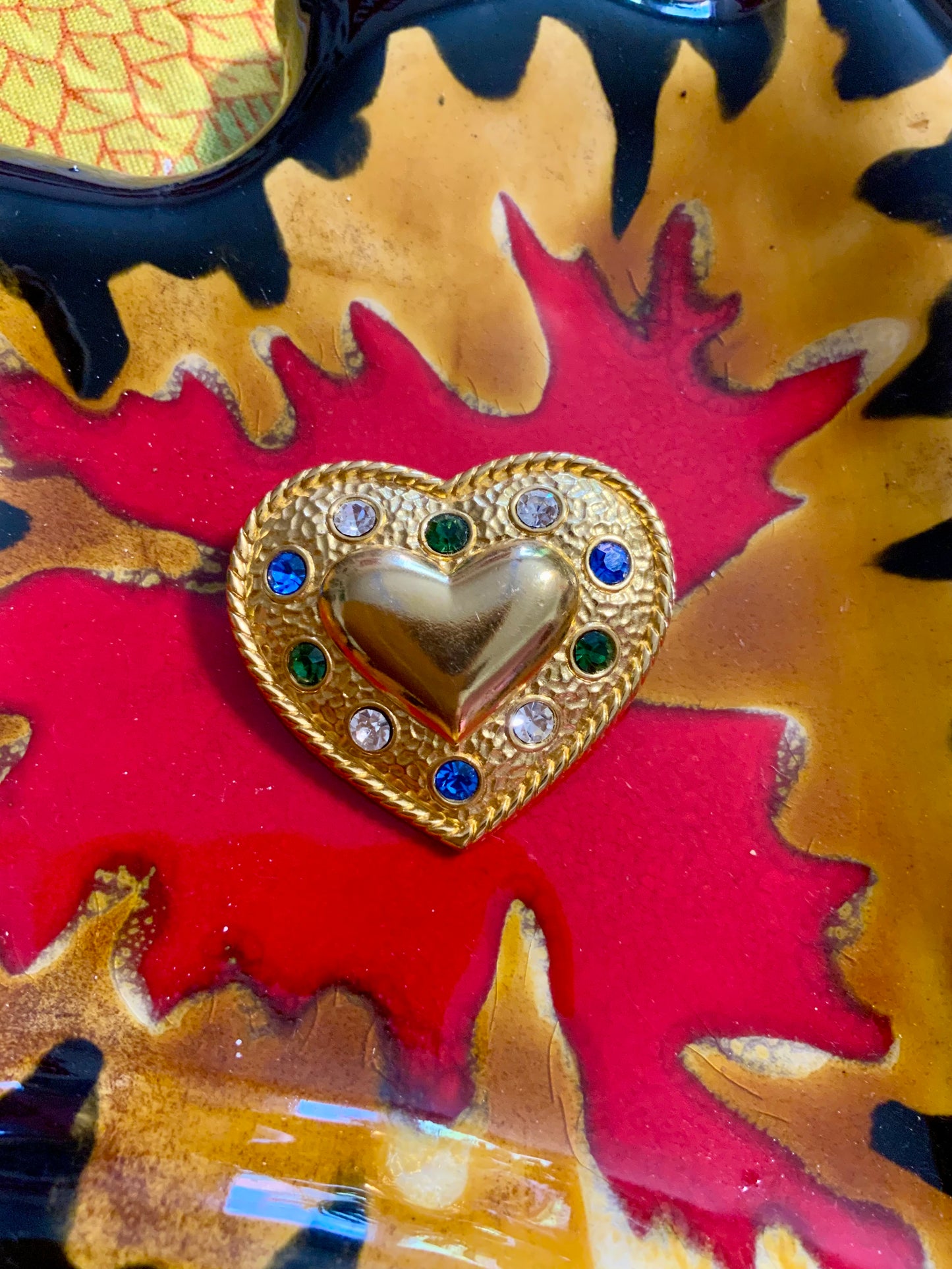 Coeur Broche / Pendentif Vintage Krystel St Martin Paris France