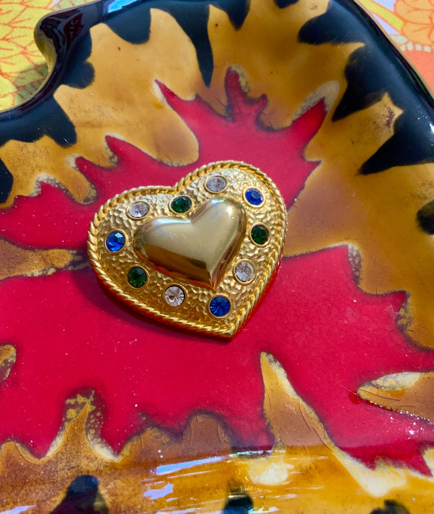 Coeur Broche / Pendentif Vintage Krystel St Martin Paris France