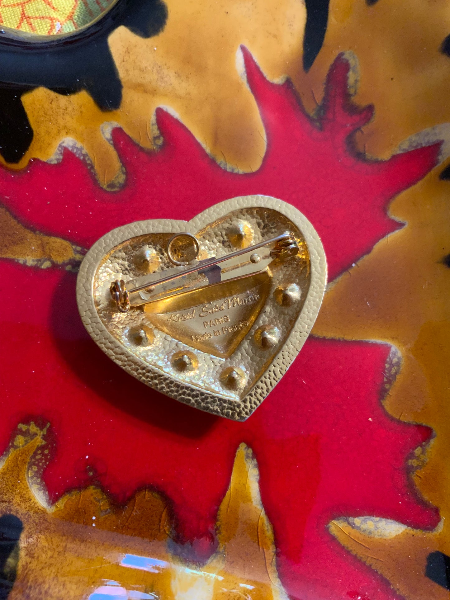 Coeur Broche / Pendentif Vintage Krystel St Martin Paris France