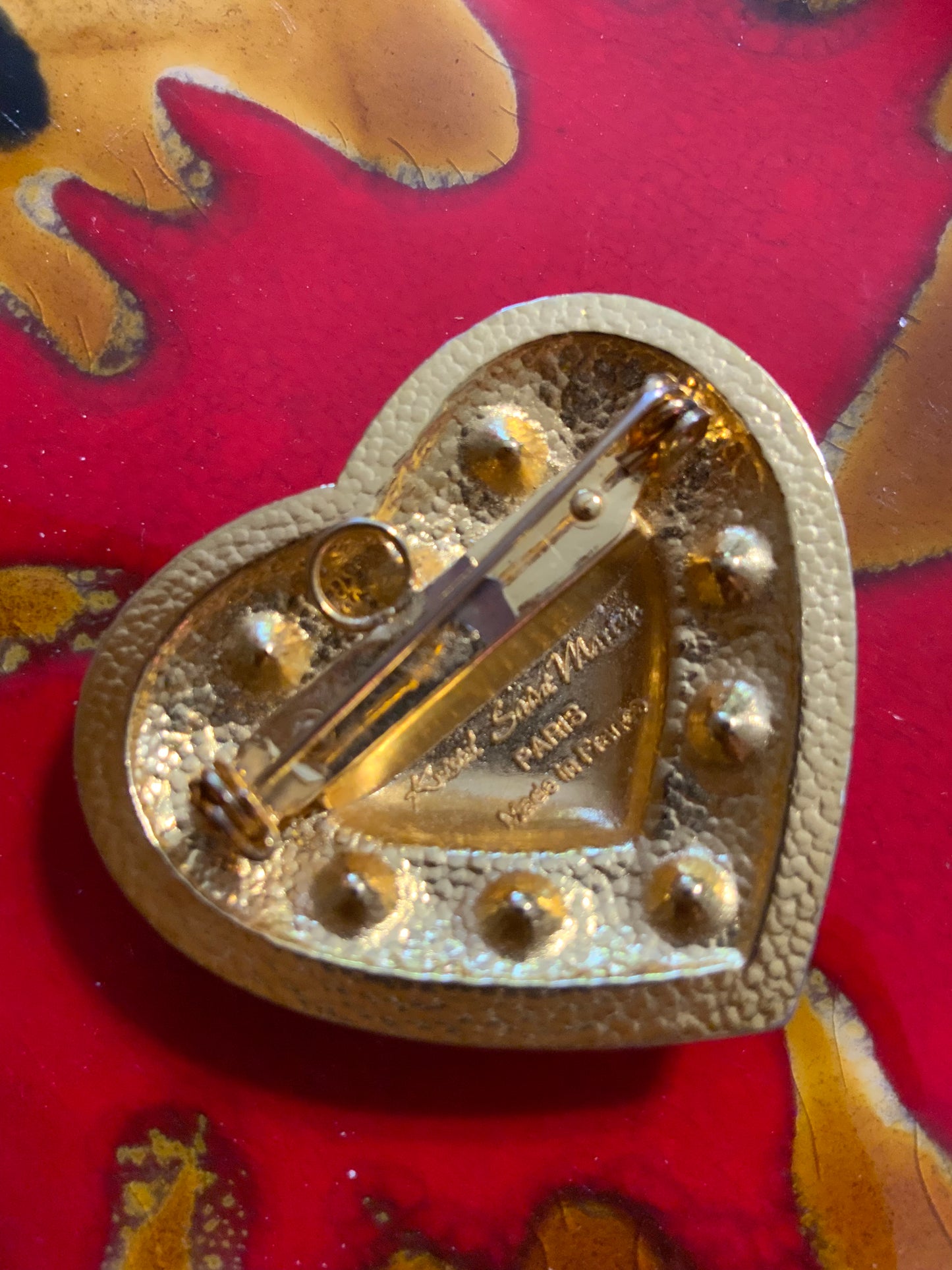 Coeur Broche / Pendentif Vintage Krystel St Martin Paris France