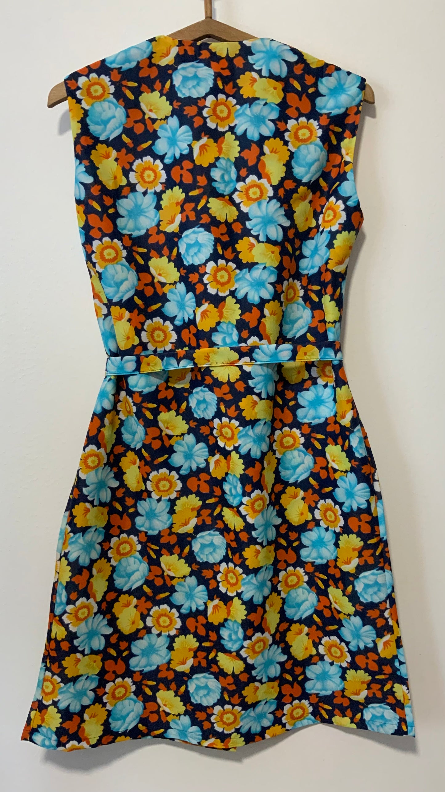 Robe Blouse 1970 Ceinture A fleurs Deadstock Vintage
