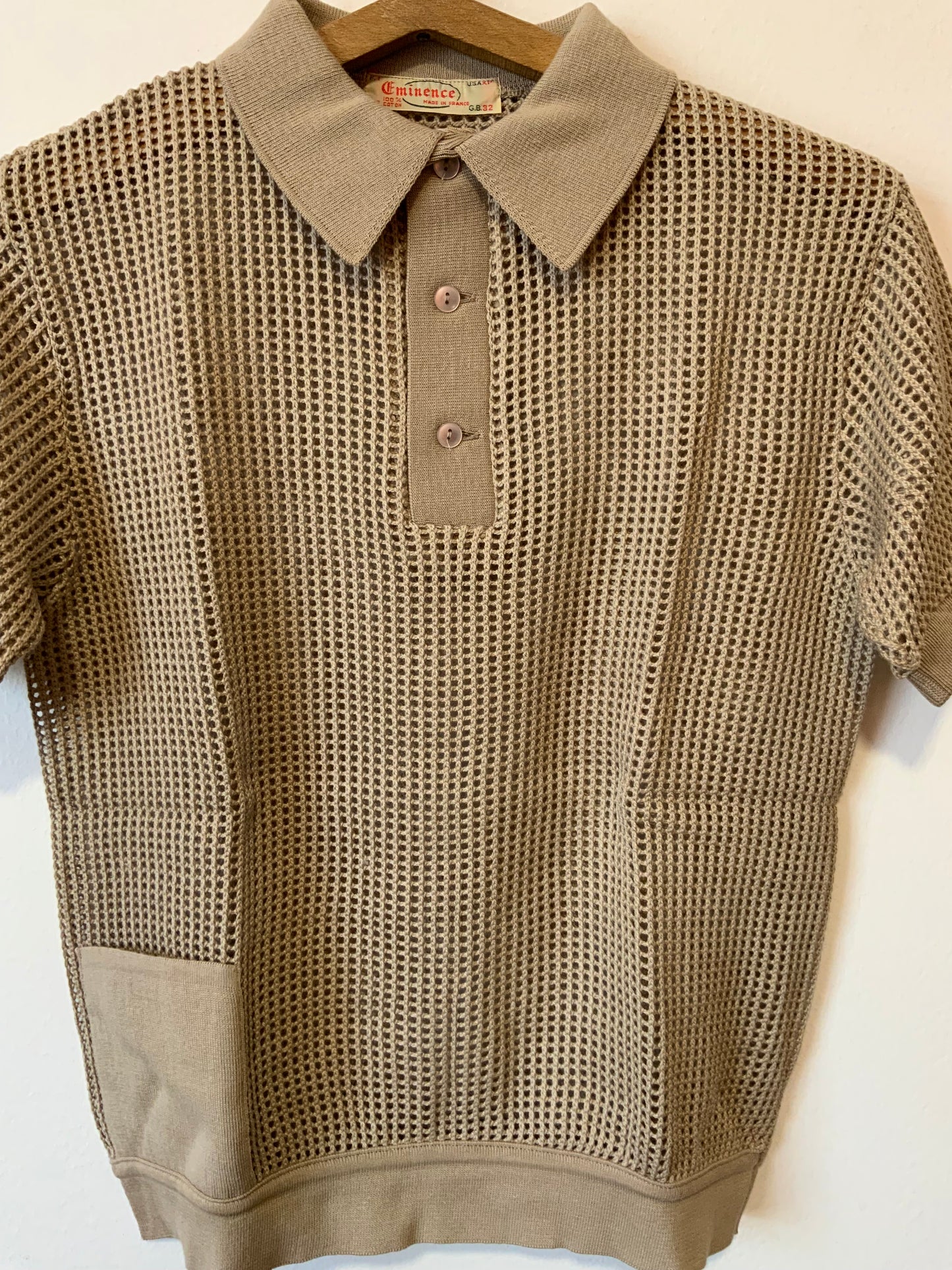 Superbe top polo coton Vintage ajouré Deadstock Neuf Eminence Stylé 1970