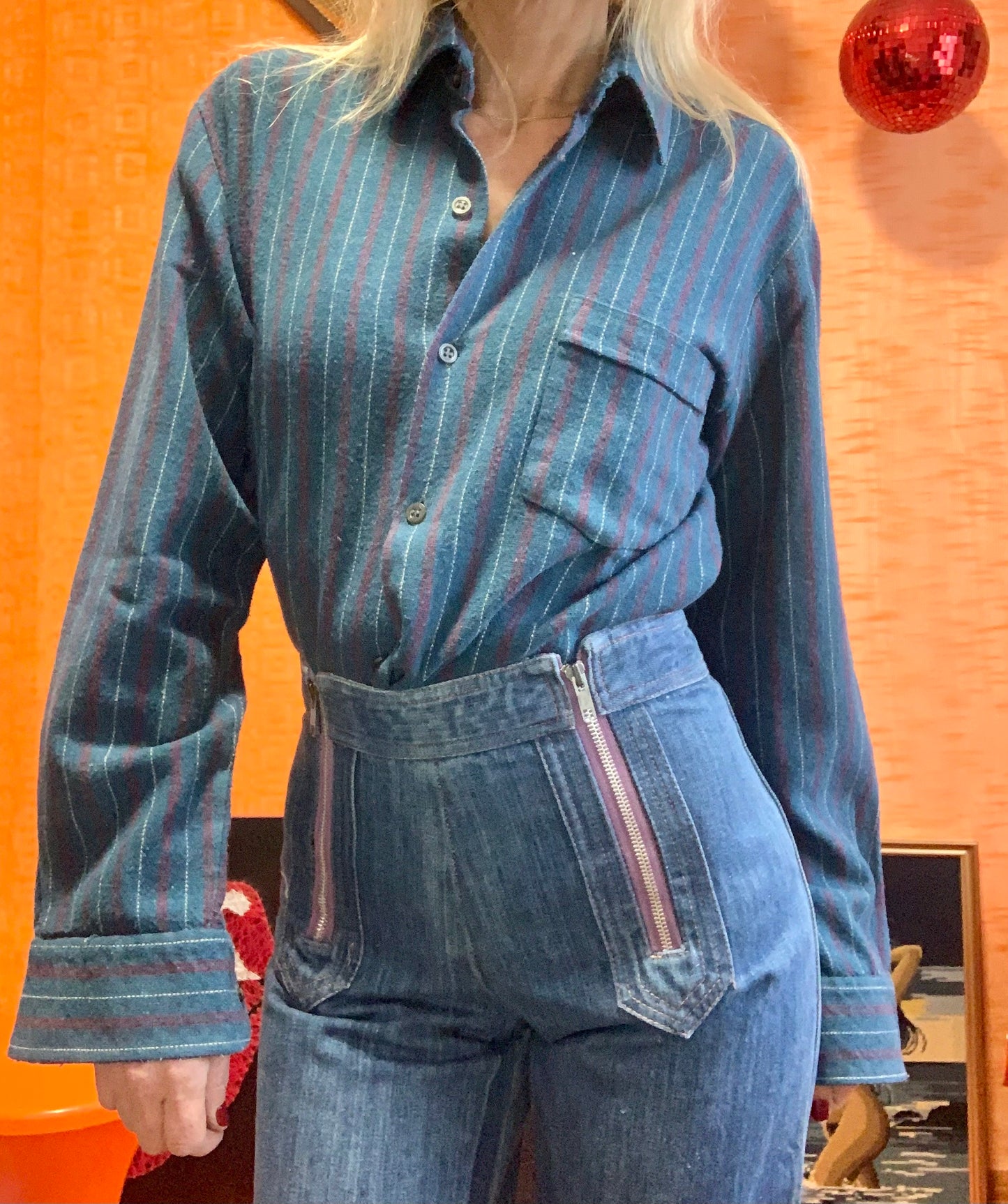 Chemise à rayures France Vintage 1970