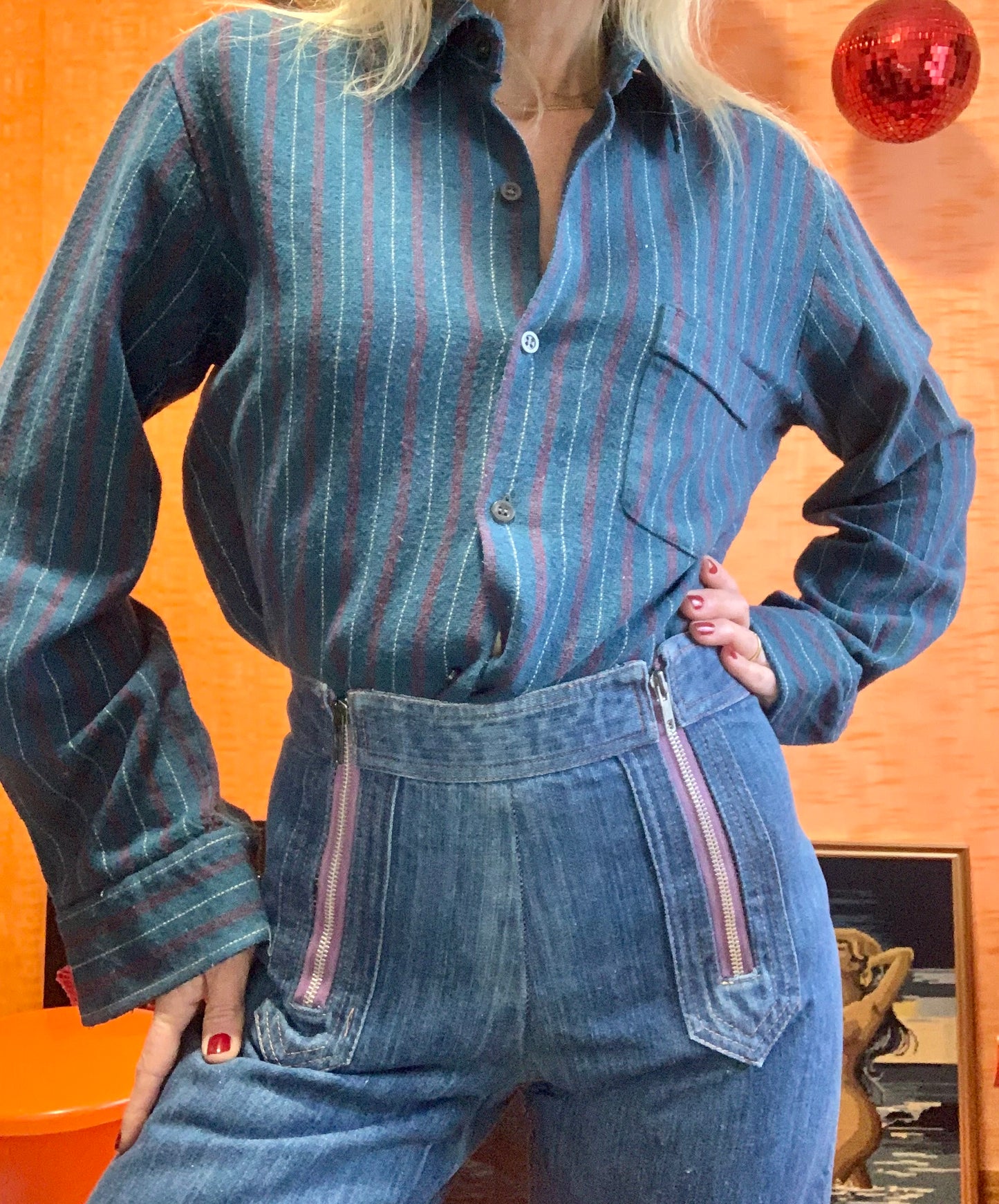 Chemise à rayures France Vintage 1970