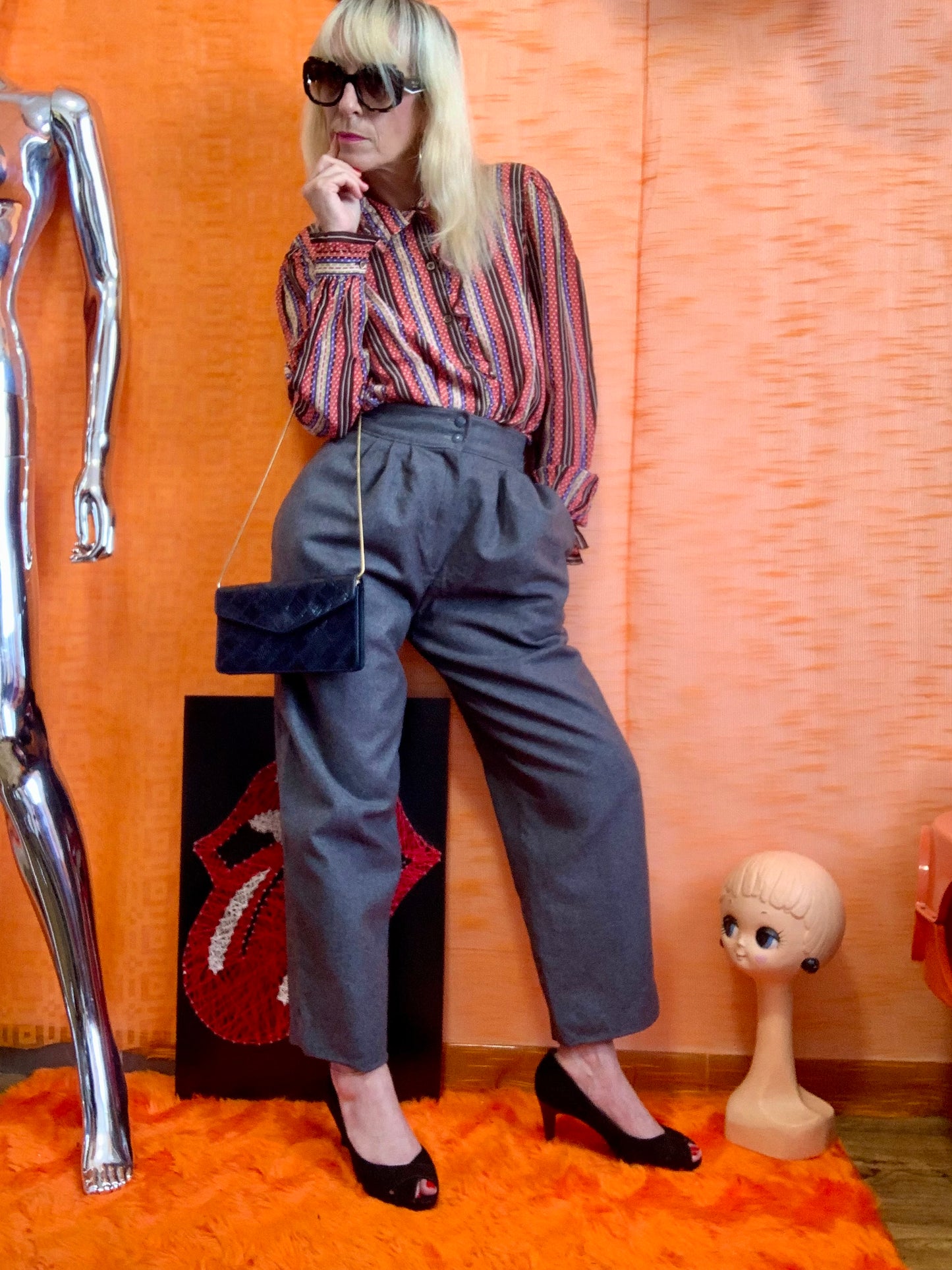 Pantalon 1980 Vintage A pinces Élégance France pure laine