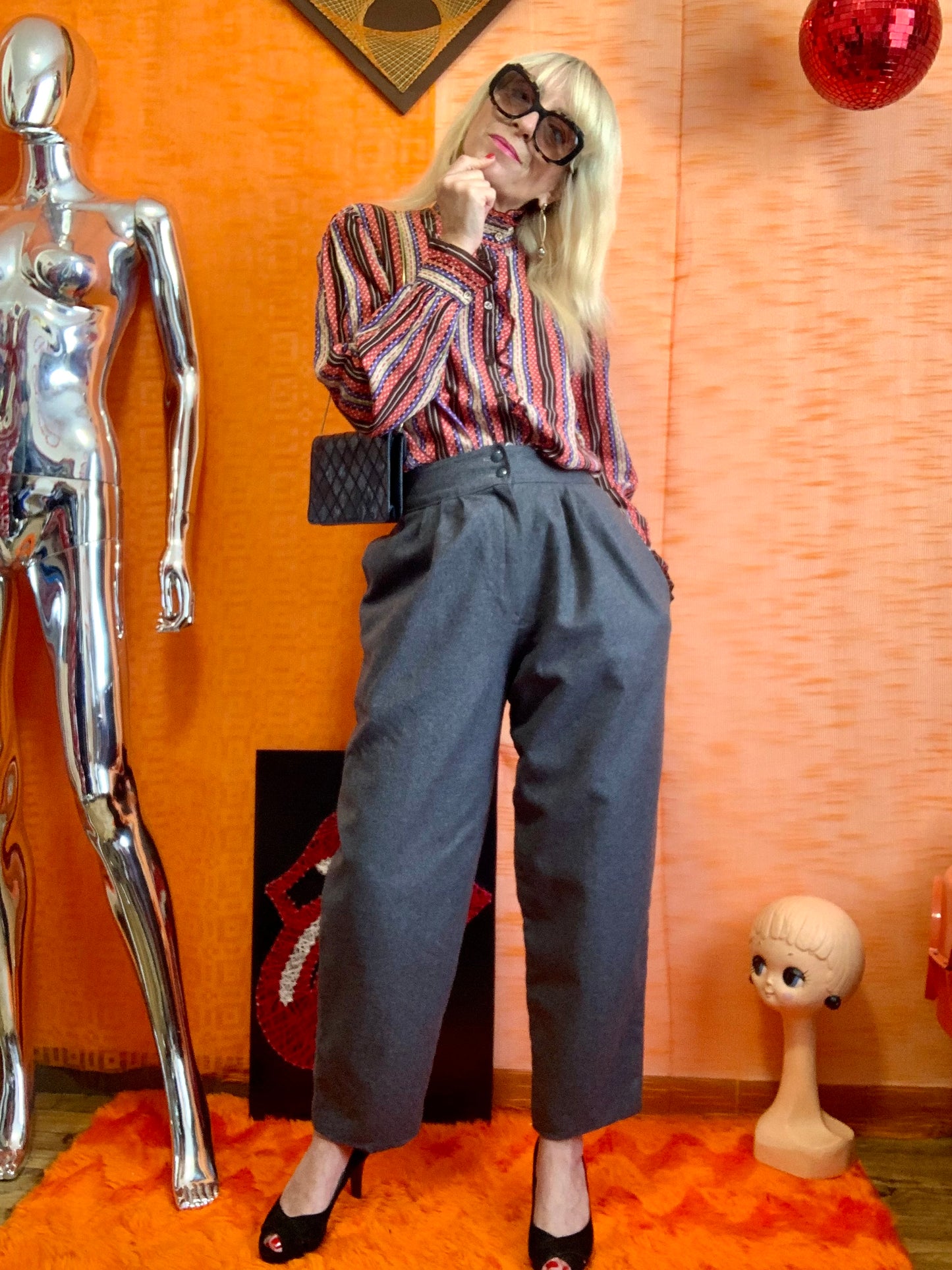Pantalon 1980 Vintage A pinces Élégance France pure laine