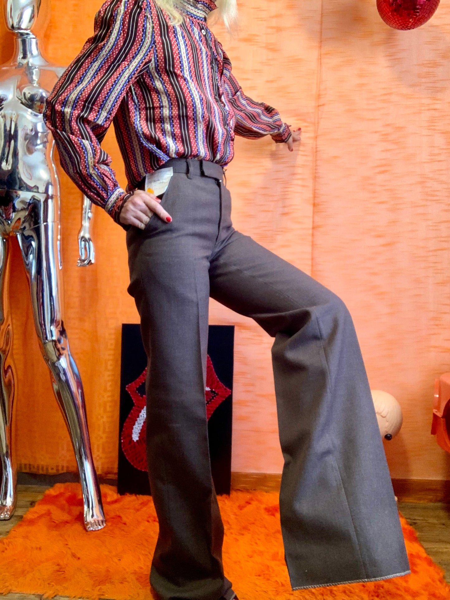 Authentique Pantalon Pattes d’elephant Marron Vintage Neuf 1970