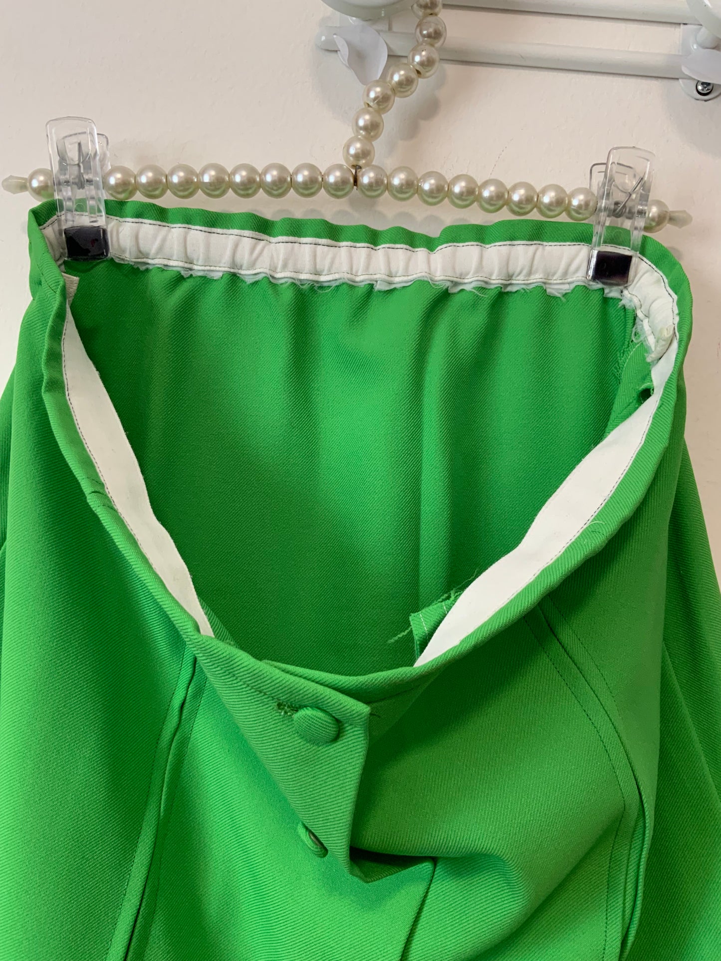 Jupe création Vert 1980 Vintage Plis Faite main