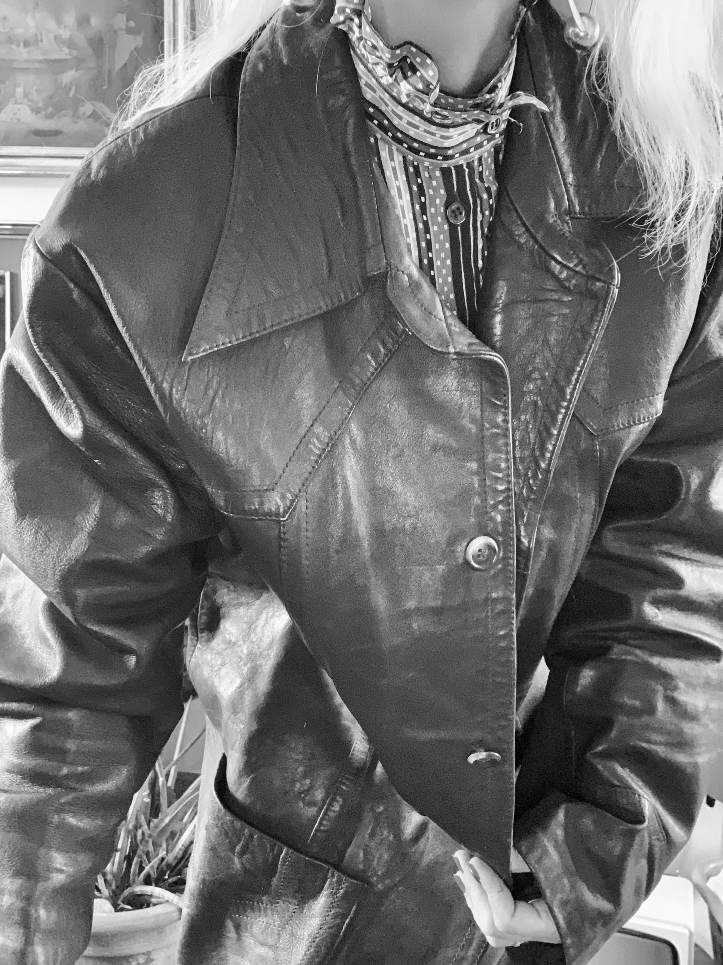 Veste en cuir Pure Vintage 1970 Col à pointes - Surpiqûres