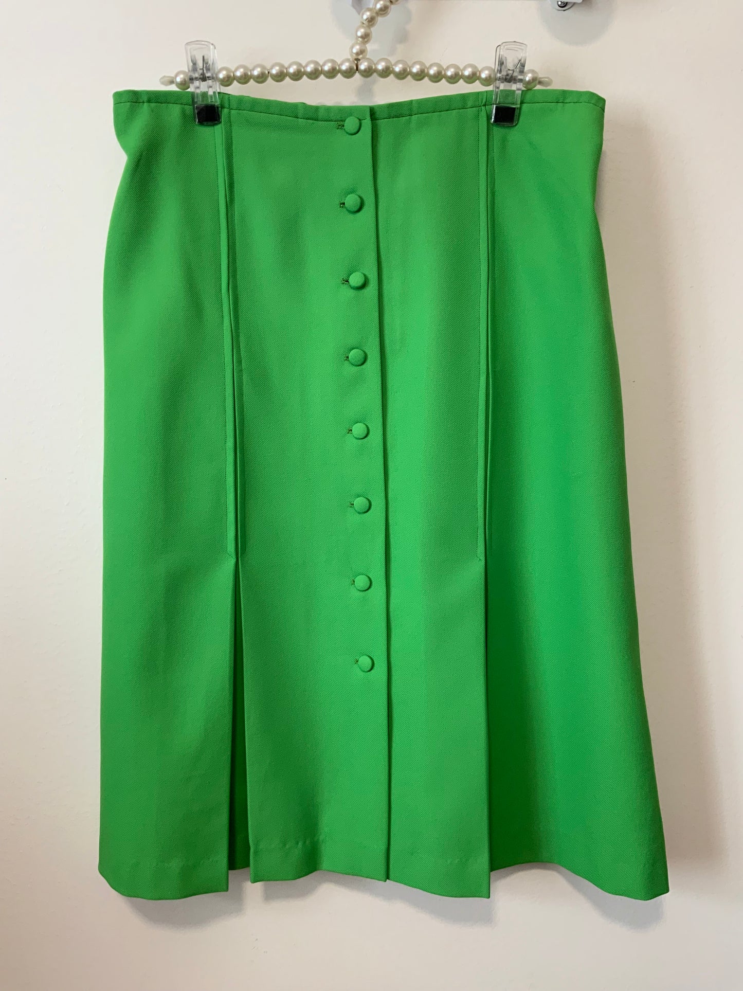 Jupe création Vert 1980 Vintage Plis Faite main