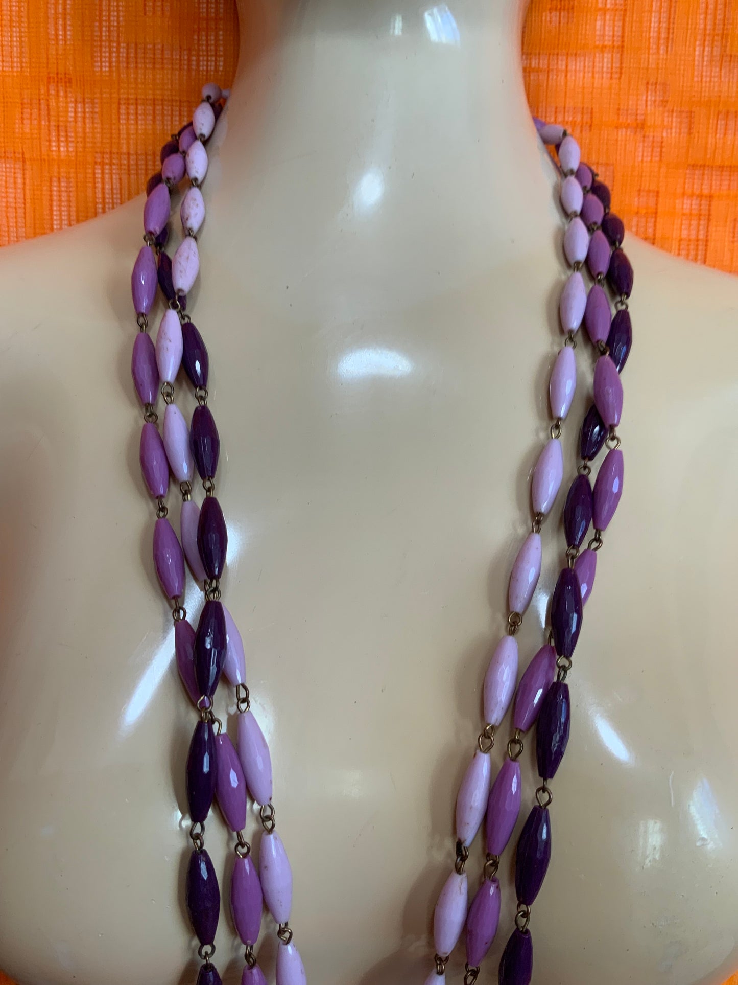 Collier 3 rangs Boules losanges Vintage 1970/80