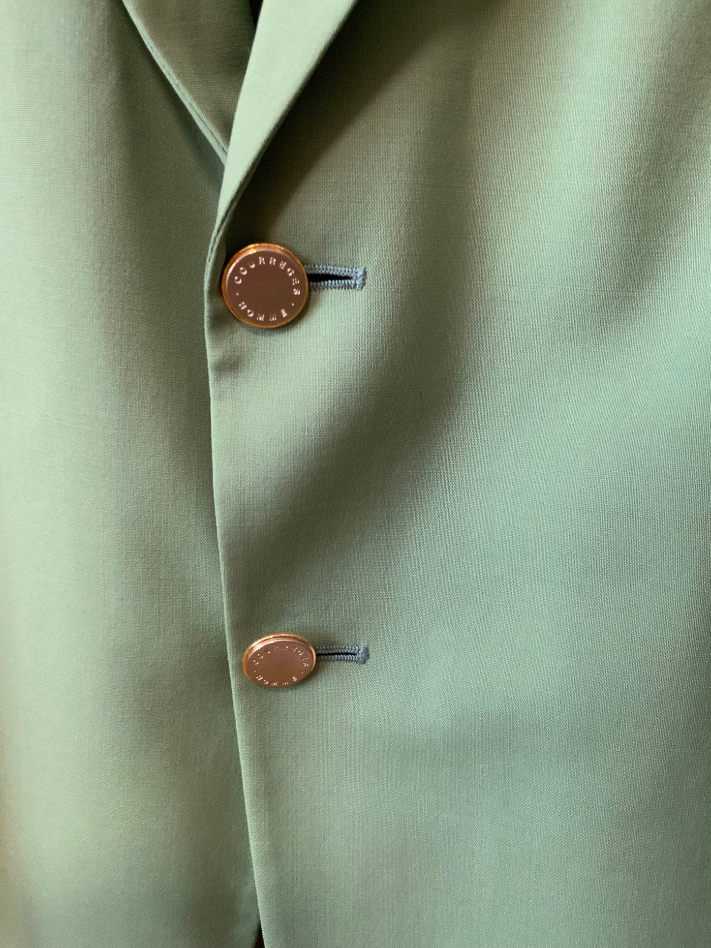 Blazer Droit Veste Laine vert amande maison Courreges Vintage 1980