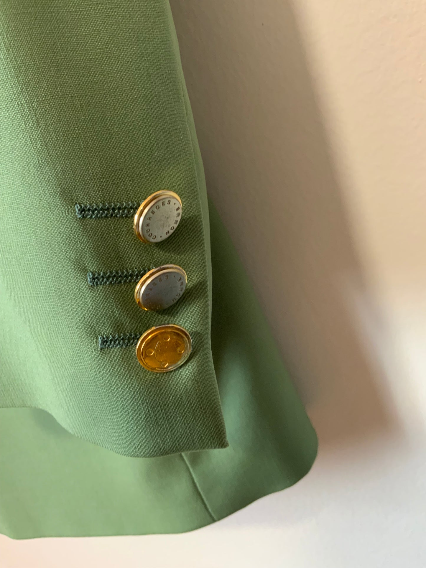 Blazer Droit Veste Laine vert amande maison Courreges Vintage 1980