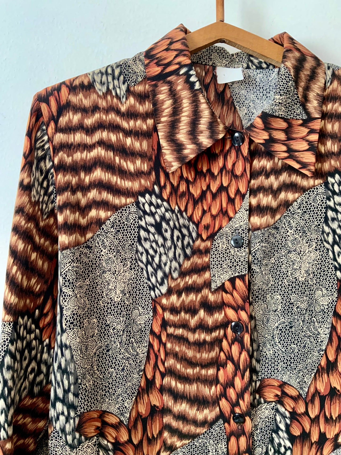 Chemise Intemporelle motifs fauves Vintage 1980/90 Leopard