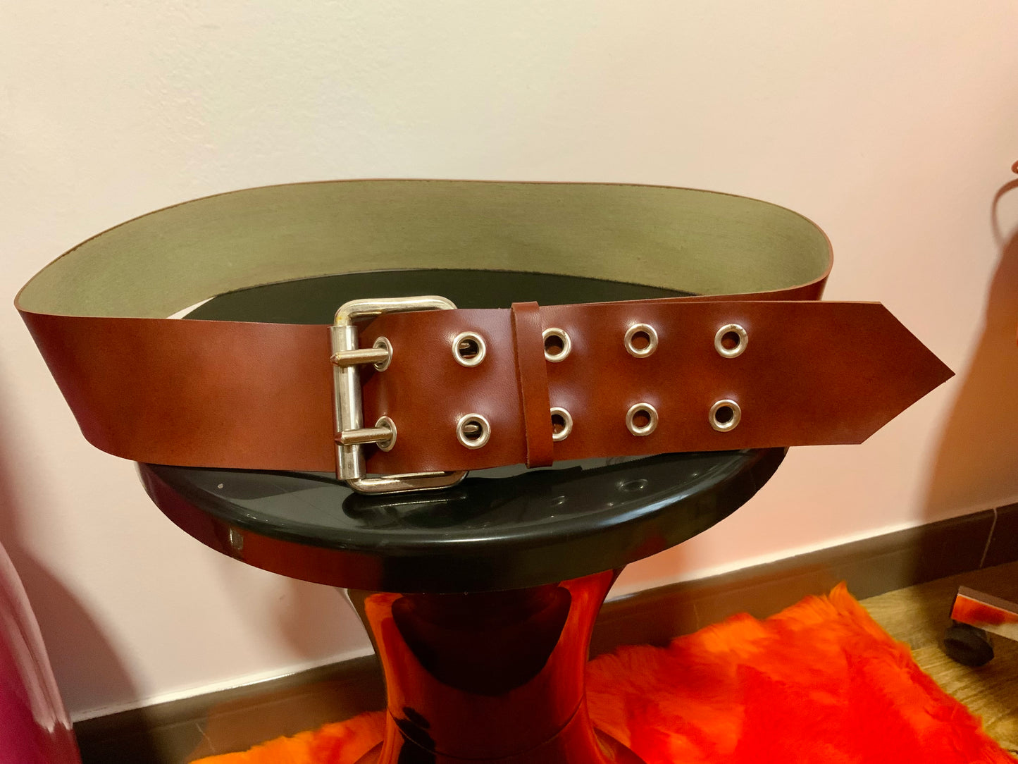 Grosse Ceinture Marron Seventies Authentique Deadstock Pepite