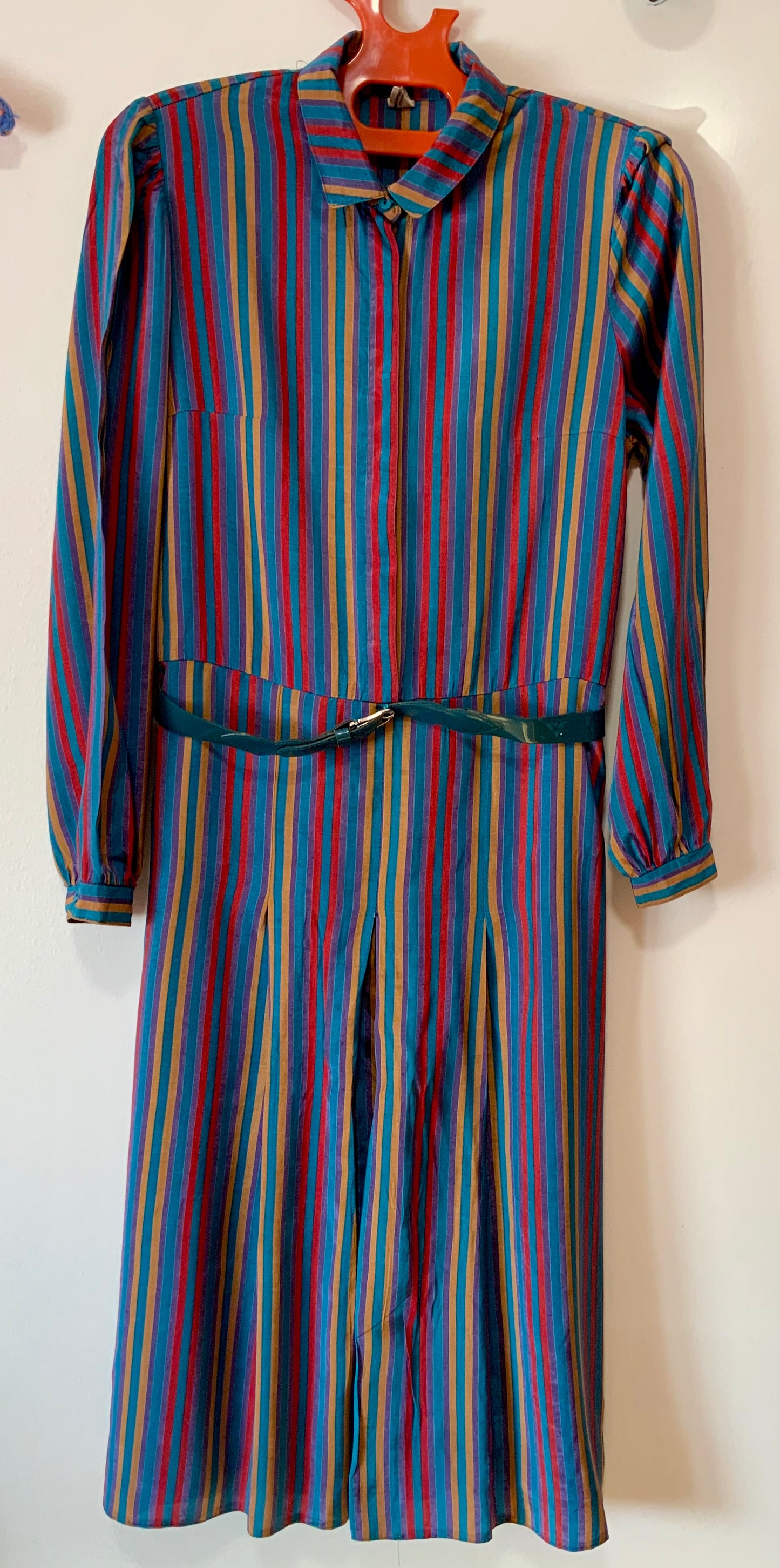 Robe élégance rayures Vintage en Viscose Originale