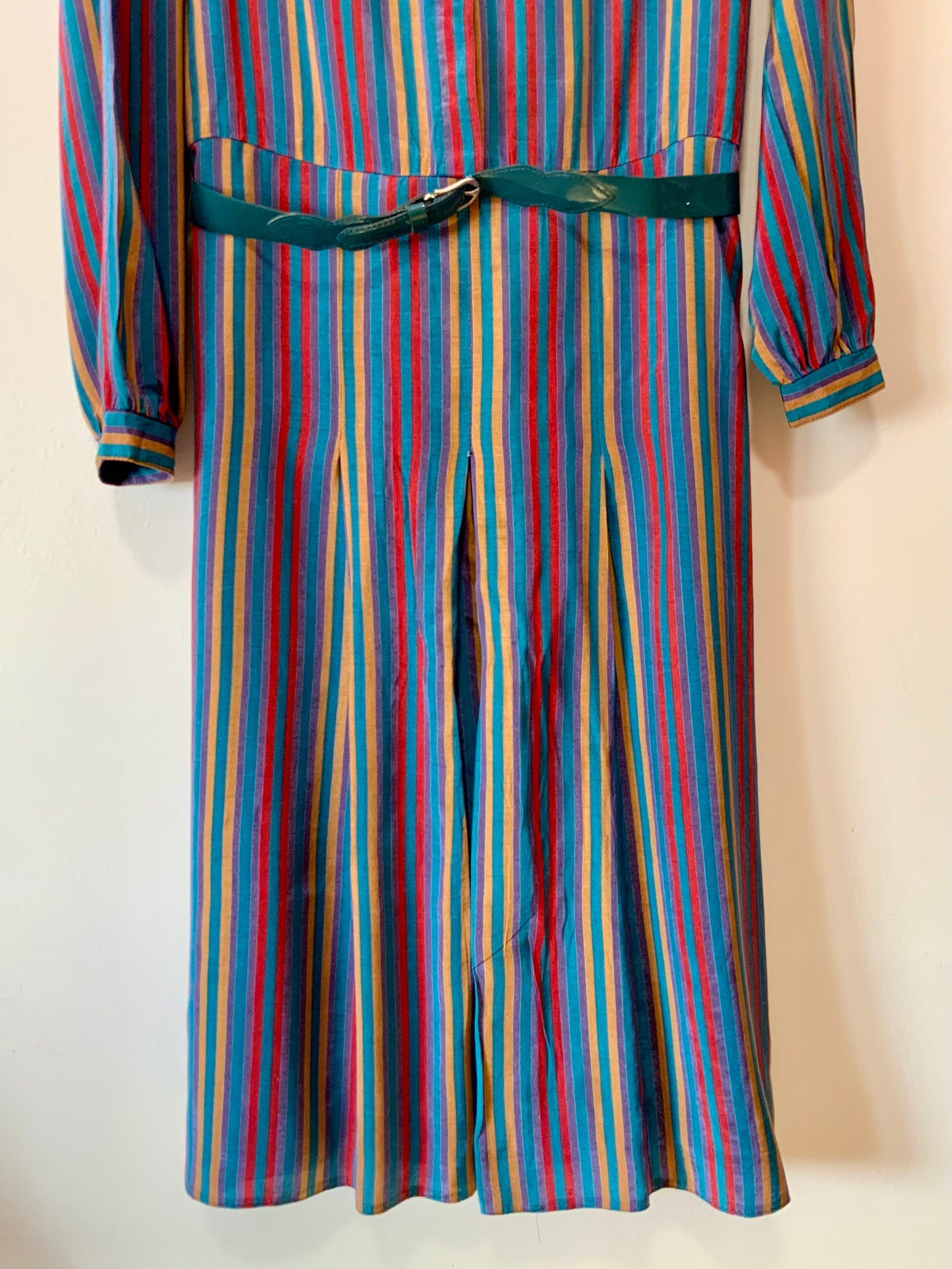 Robe élégance rayures Vintage en Viscose Originale