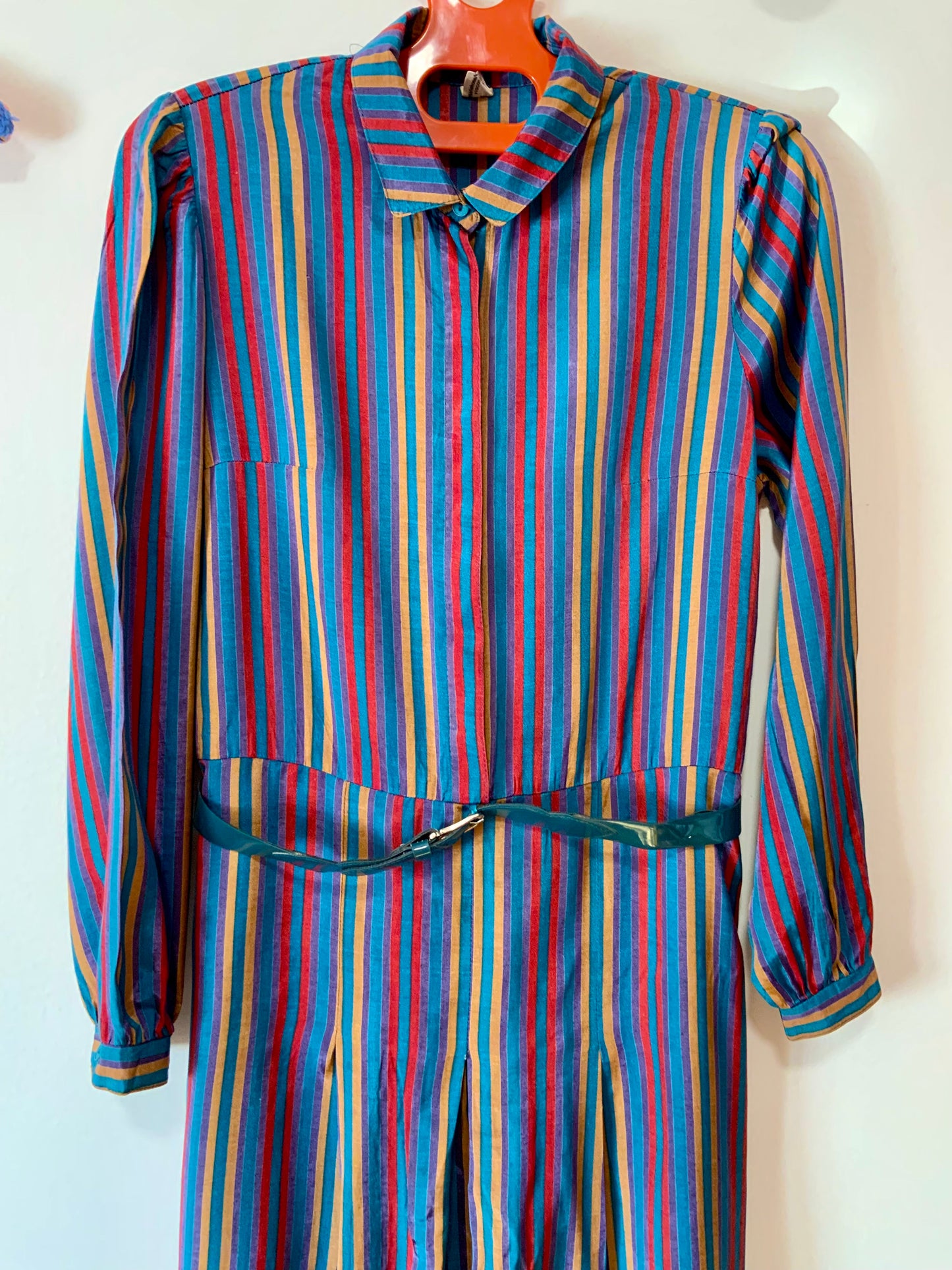 Robe élégance rayures Vintage en Viscose Originale