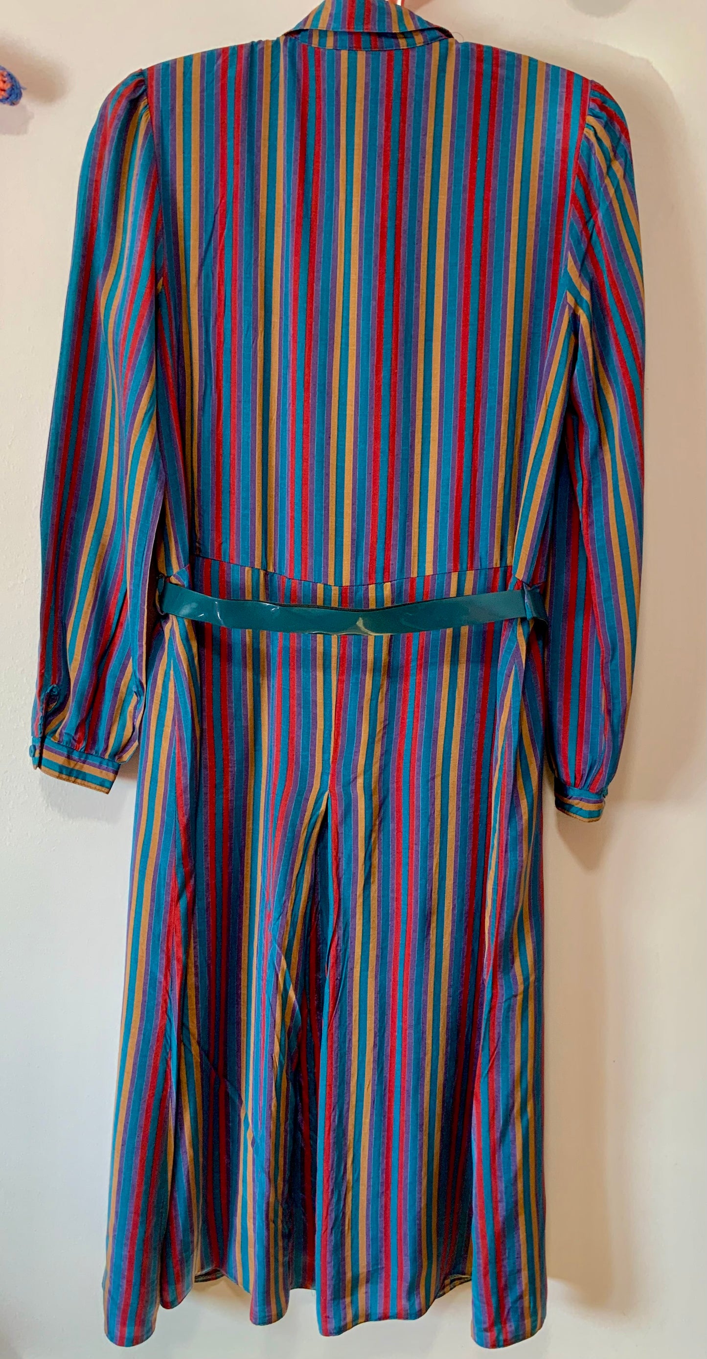 Robe élégance rayures Vintage en Viscose Originale