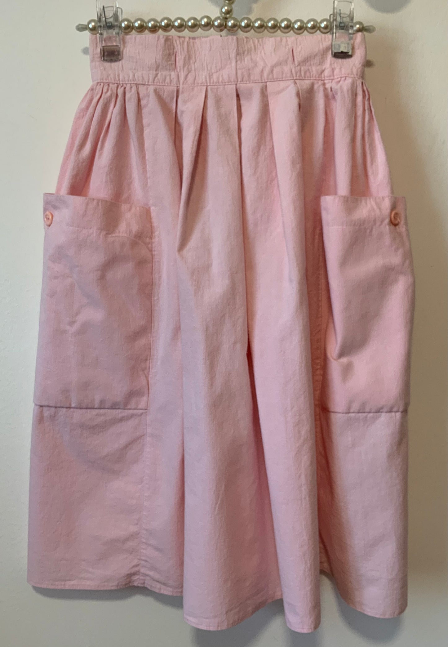 Jupe A plis Rose Pastel grandes poches Vintage 1980
