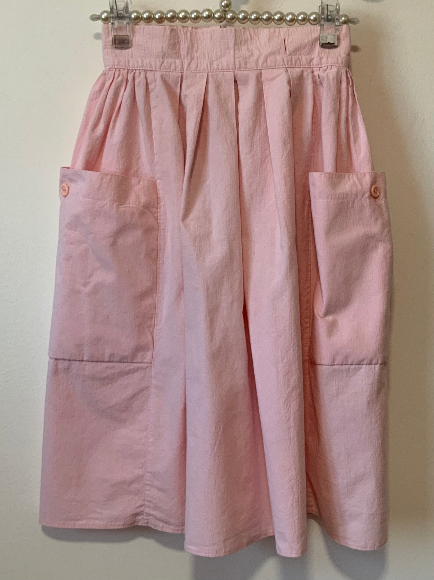 Jupe A plis Rose Pastel grandes poches Vintage 1980