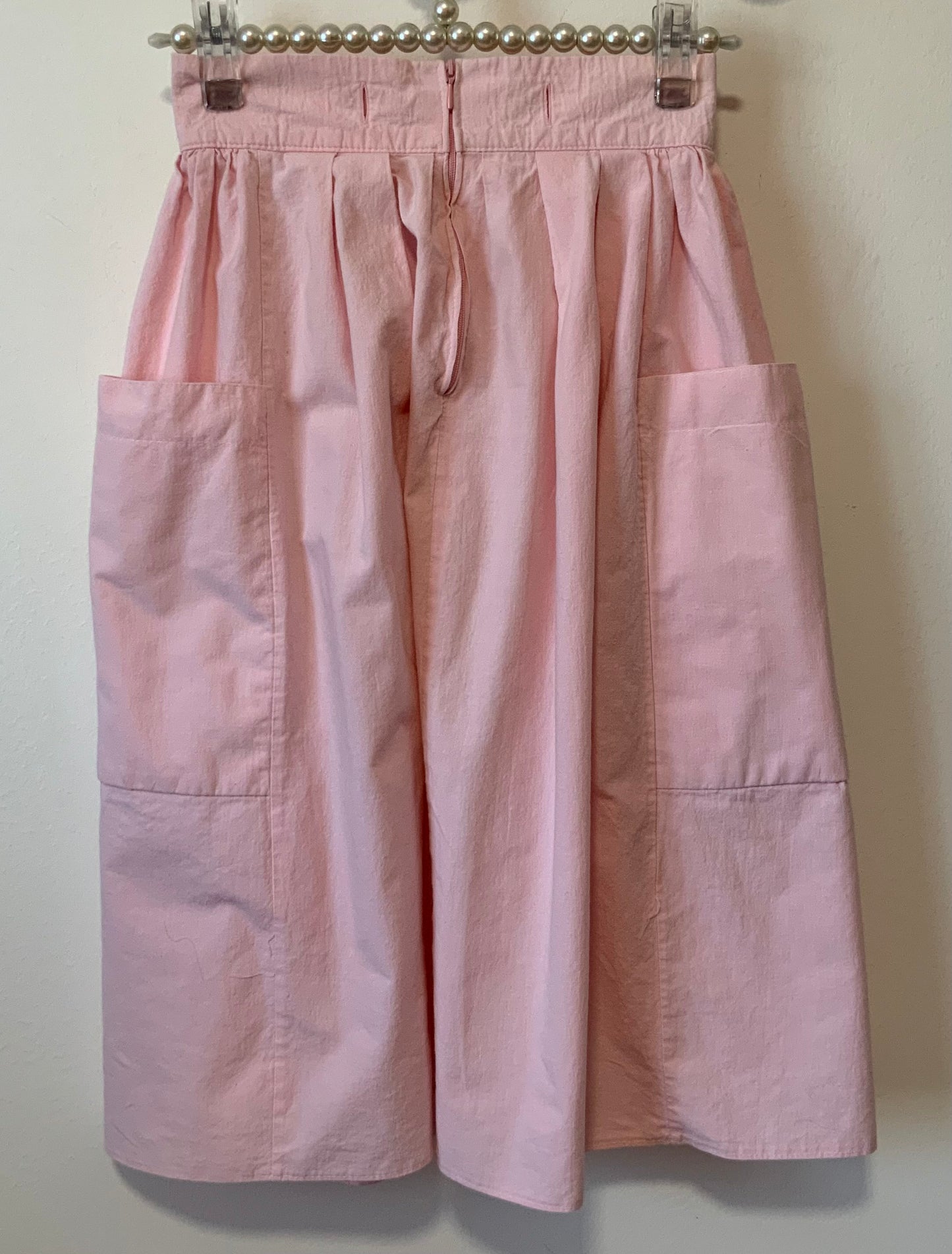Jupe A plis Rose Pastel grandes poches Vintage 1980