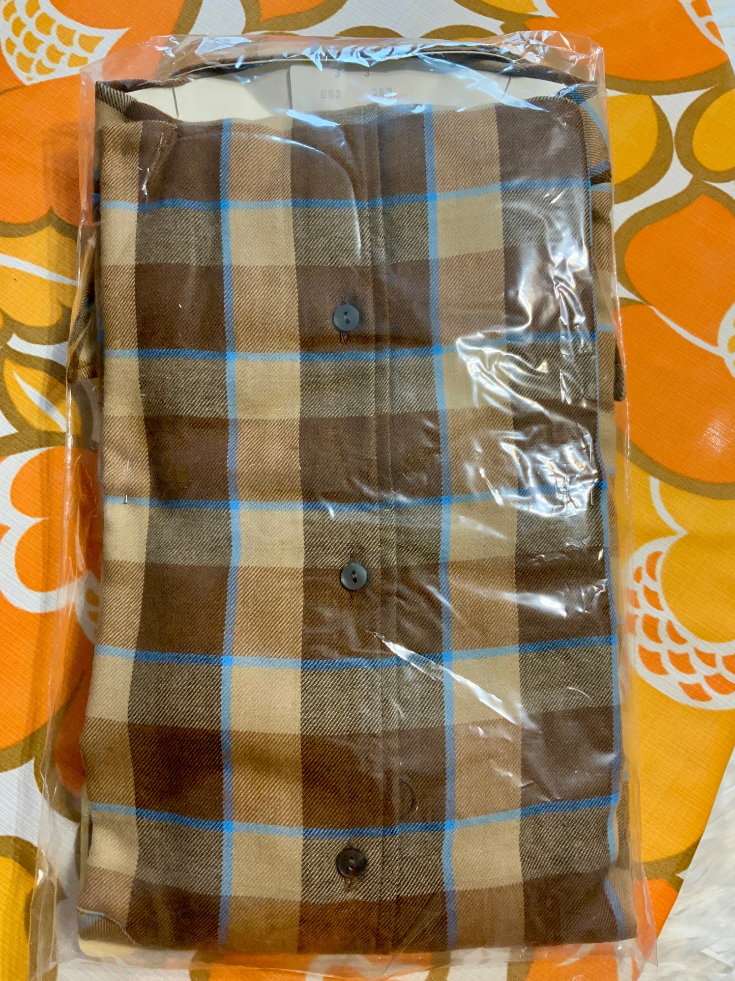 Chemise à carreaux Deadstock 1980 Tergal création France