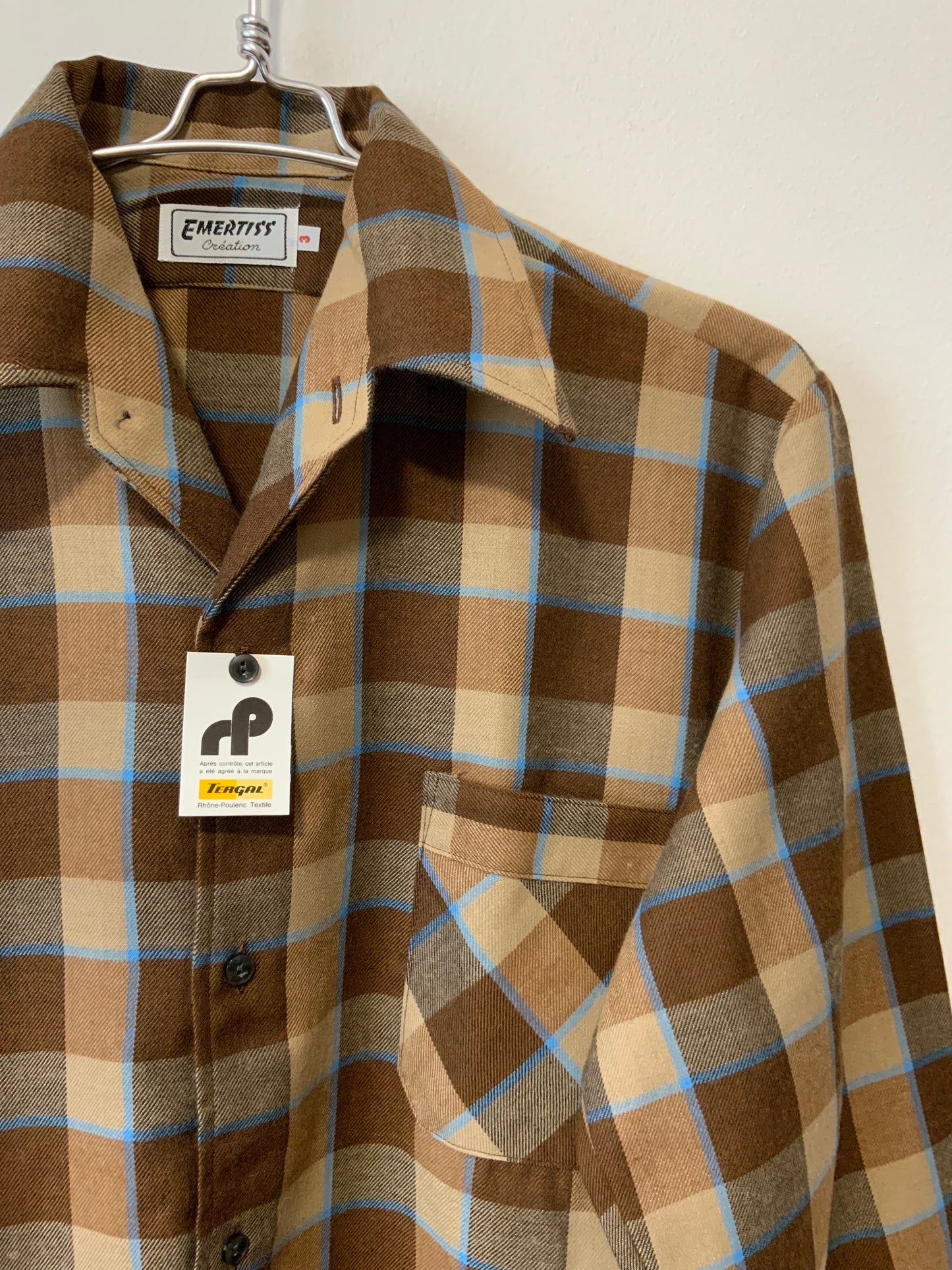 Chemise à carreaux Deadstock 1980 Tergal création France
