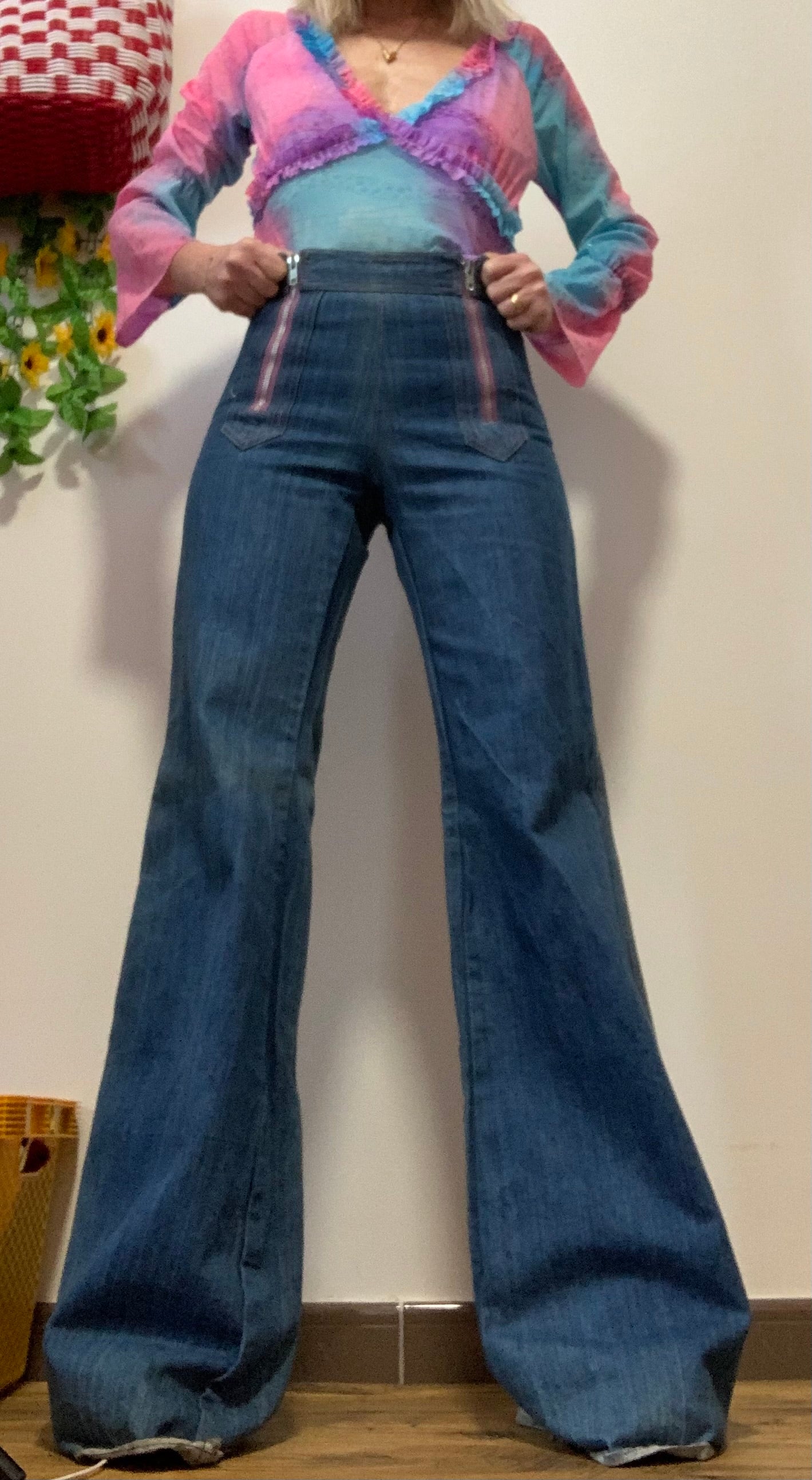 Sublime Jean Pattes d’éléphant 1970 Deadstock Modèle Elvis 1975
