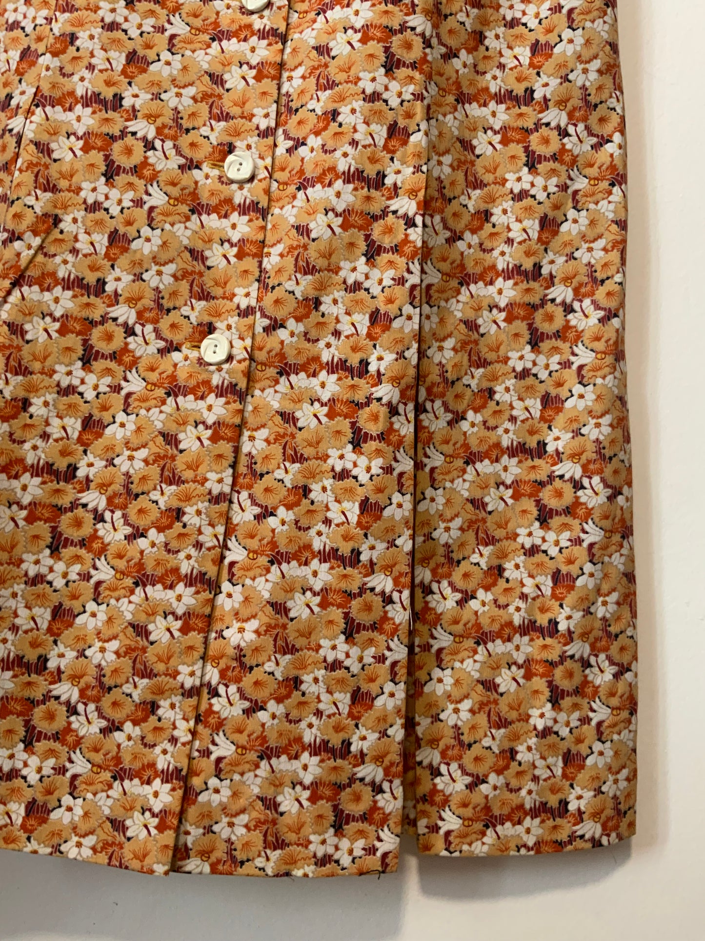 Robe Blouse à Fleurs oranges Vintage Deadstock 1970 Neuve France