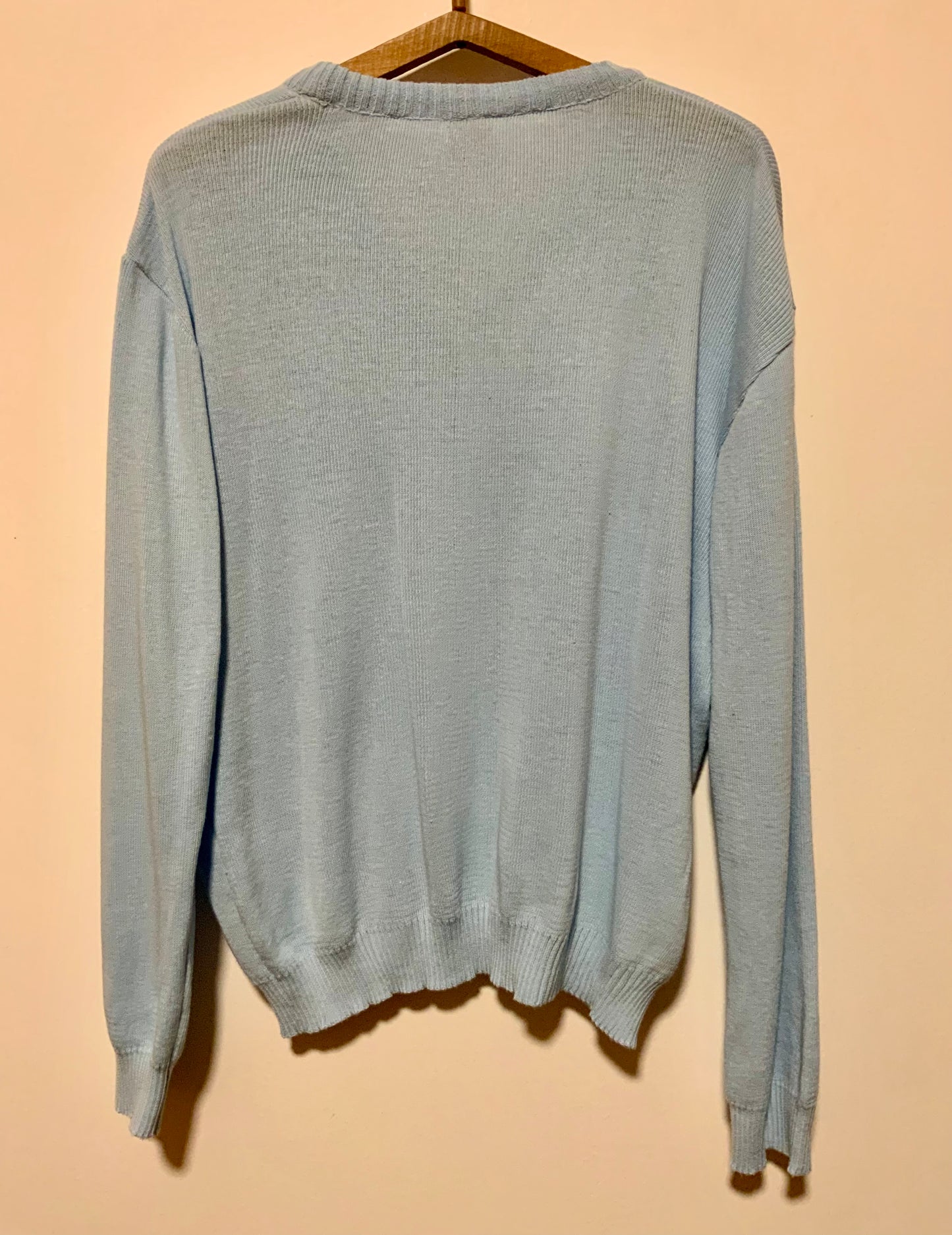 Pull col V bleu ciel Vintage Deadstock 1970/80