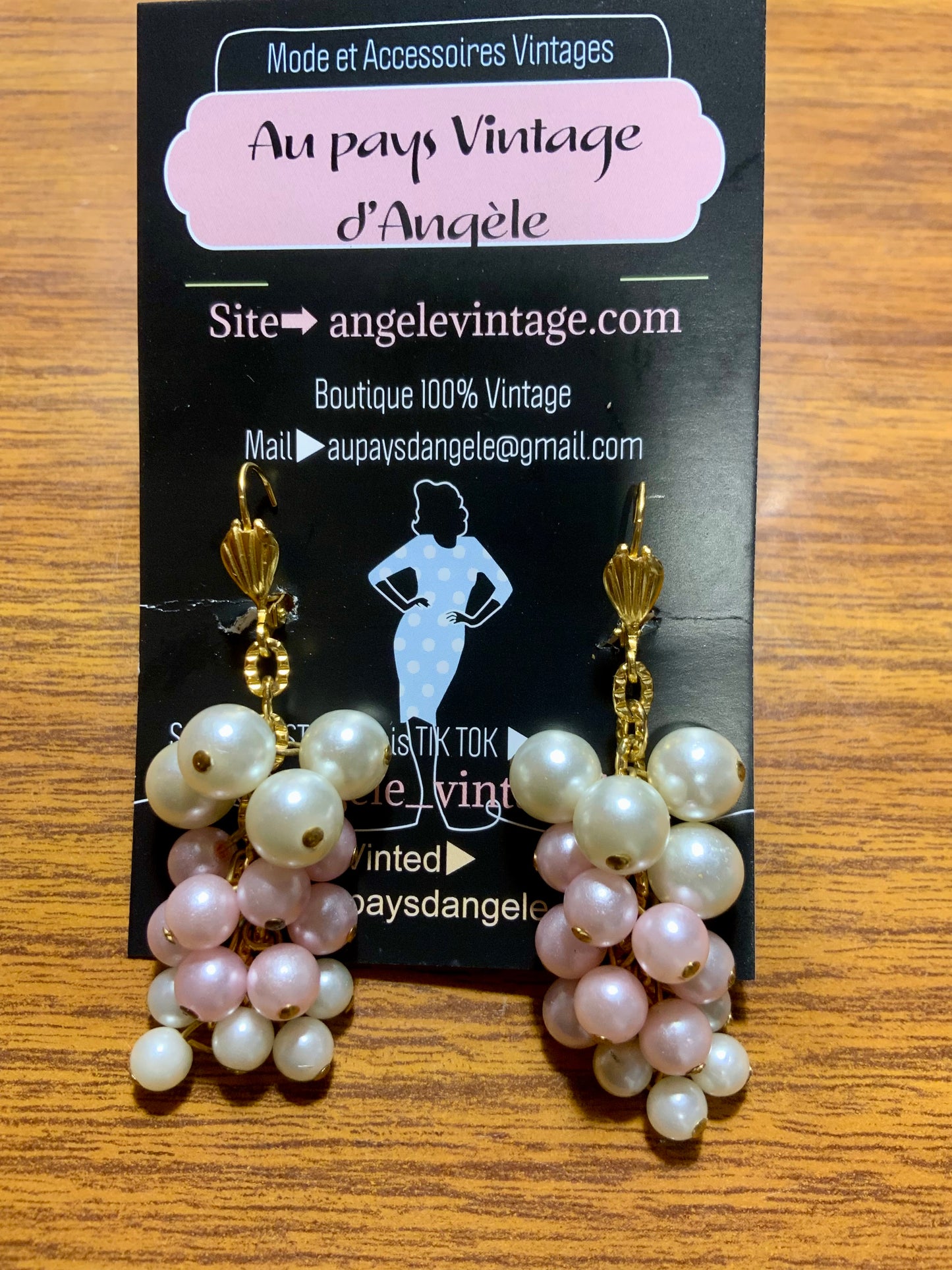 Boucles d’oreilles Grappes perles Vintage anciennes