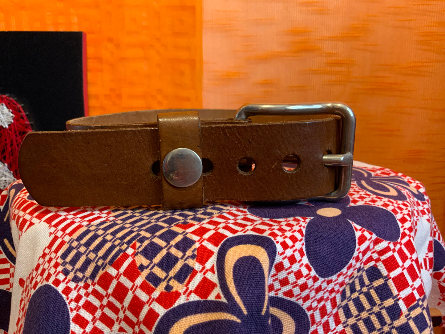 Grosse ceinture en cuir marron used Vintage Authentique