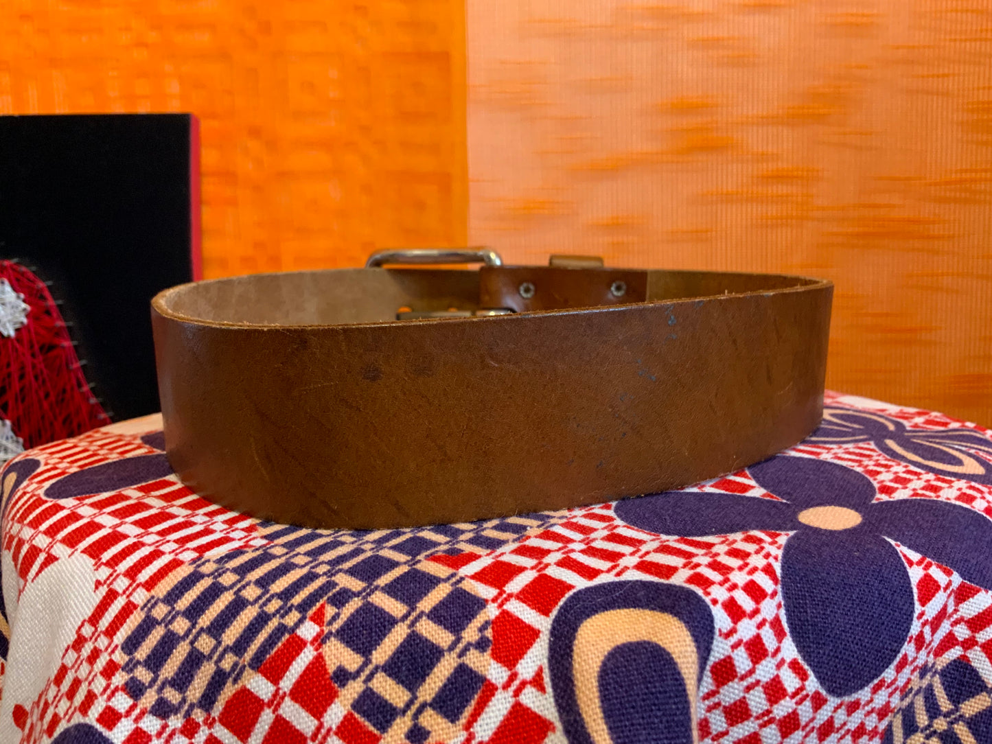 Grosse ceinture en cuir marron used Vintage Authentique