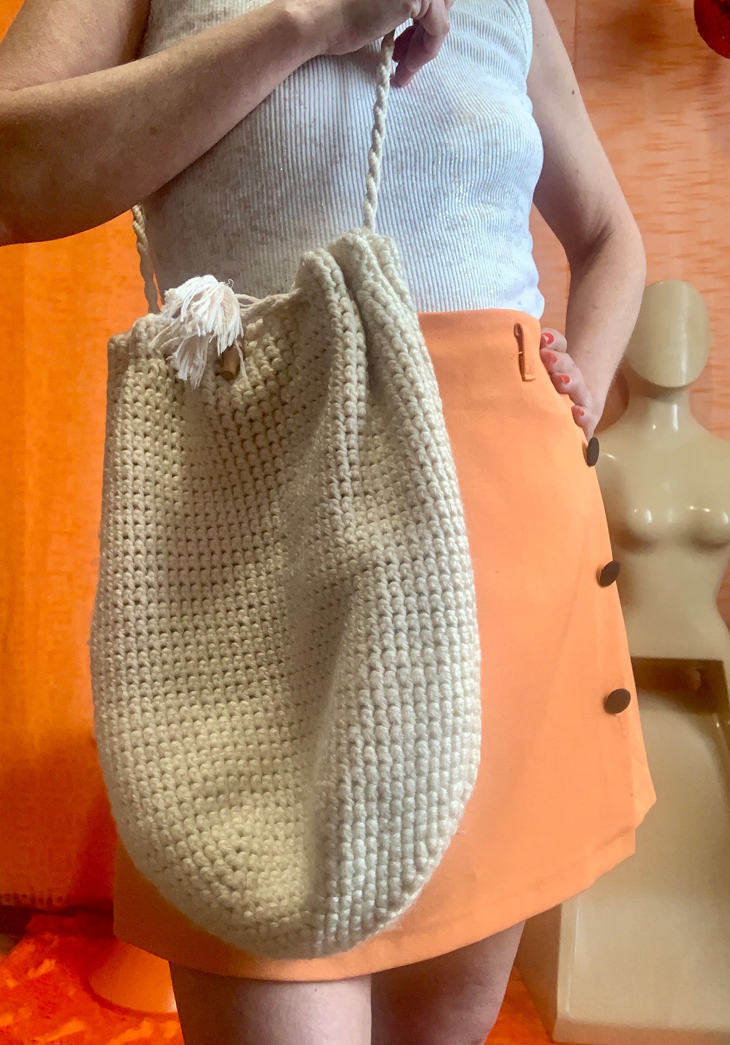 Sac à main bourse en laine Vintage 1980 Bohème