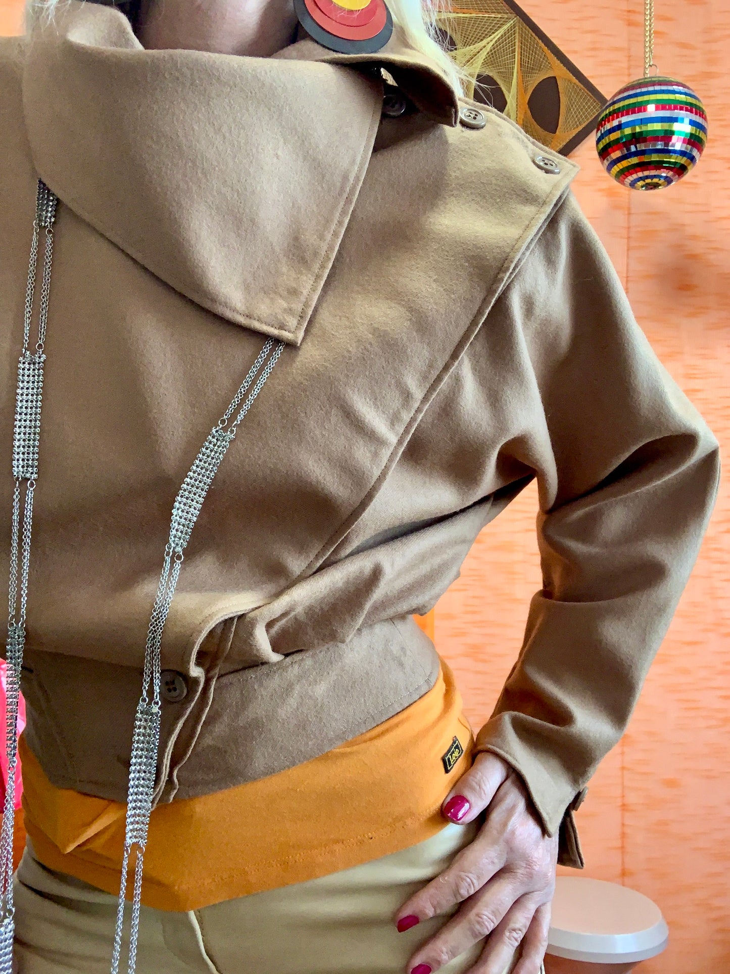 Veste courte Originale Vintage 1970 Pure Laine Peignée Delbord Paris création Seventies