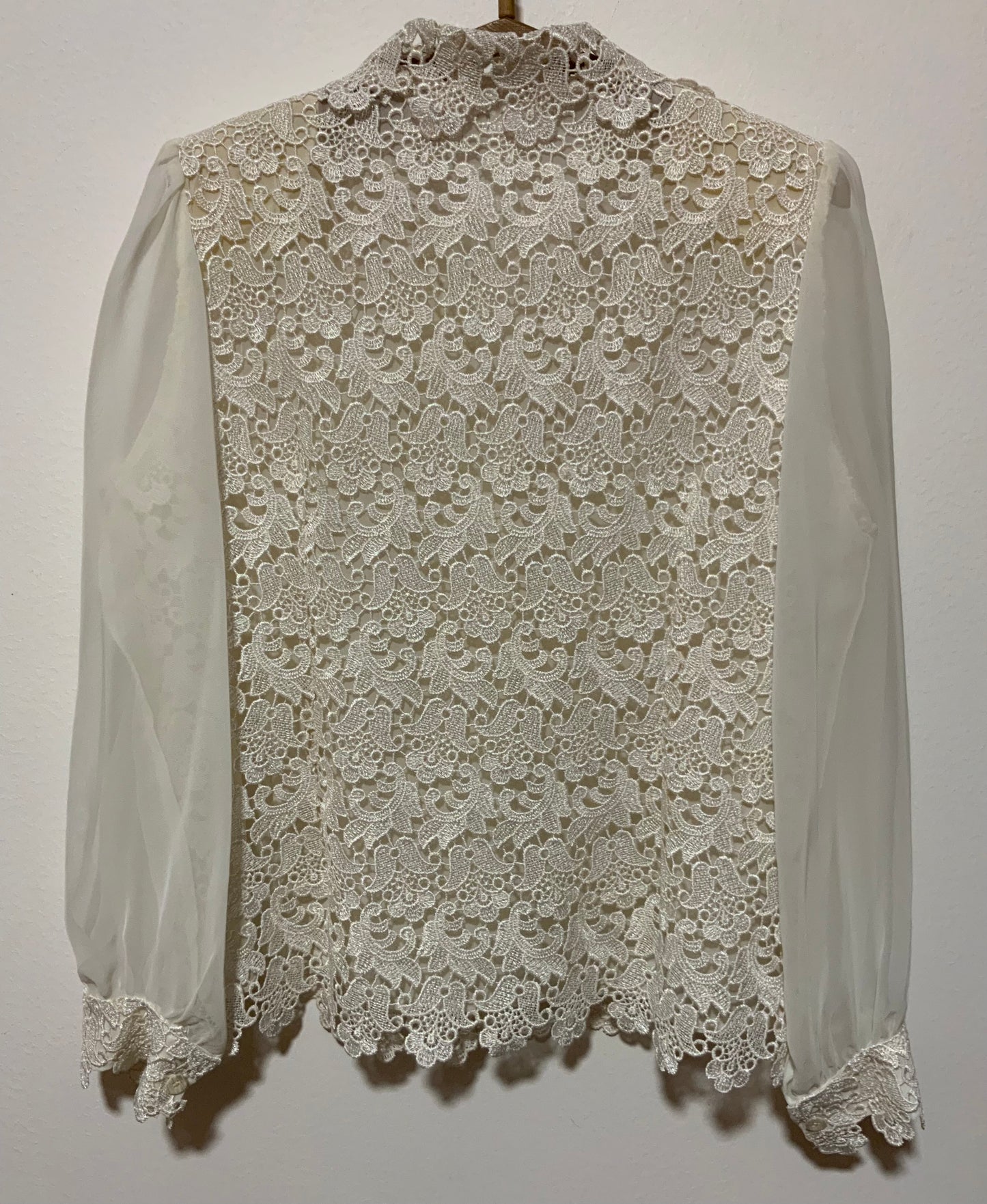 Chemisier dentelle Fleurs et voile Vintage 1990 Élégance France