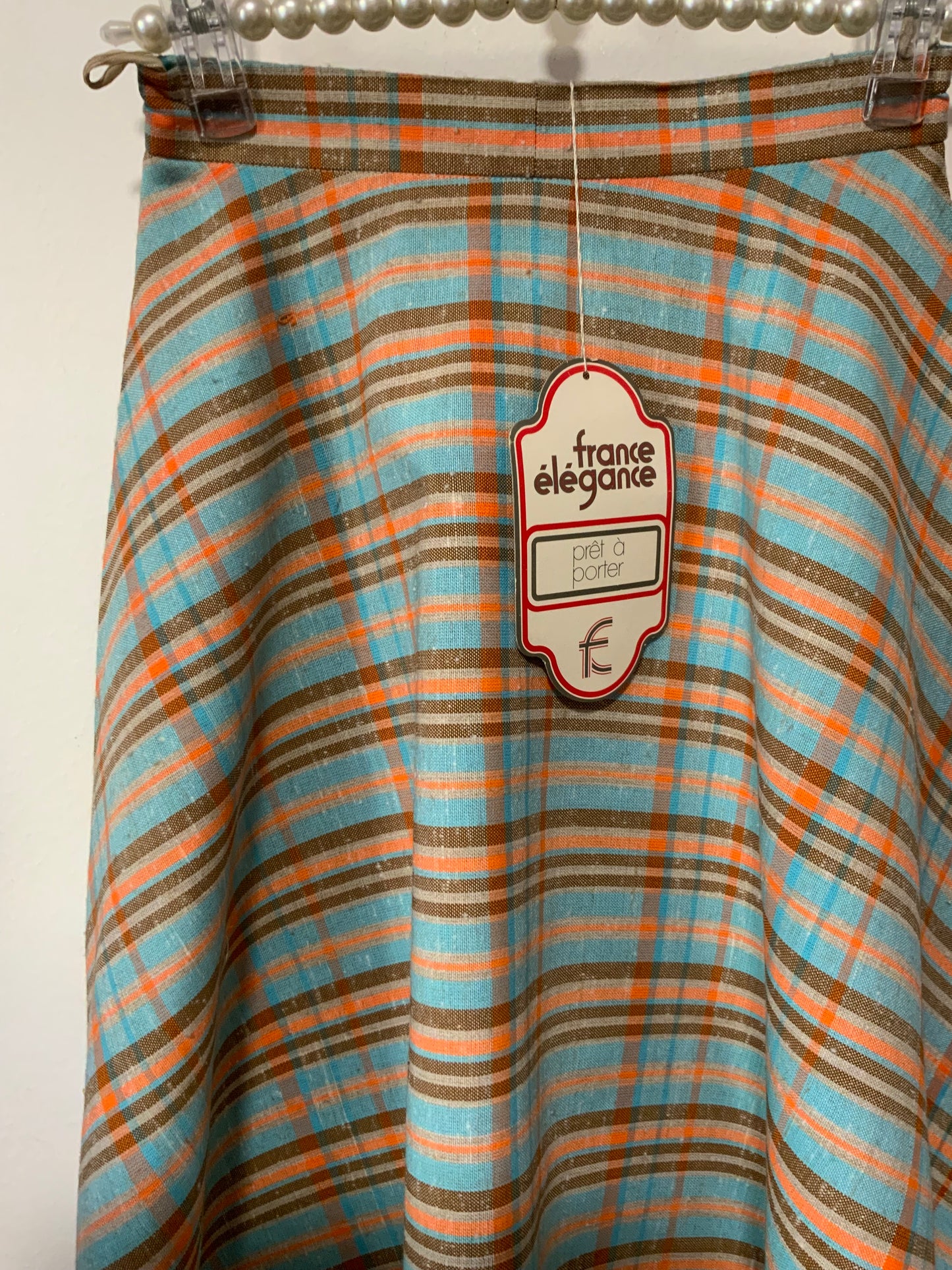 Jupe longue patineuse écossaise Vintage Deadstock 1970