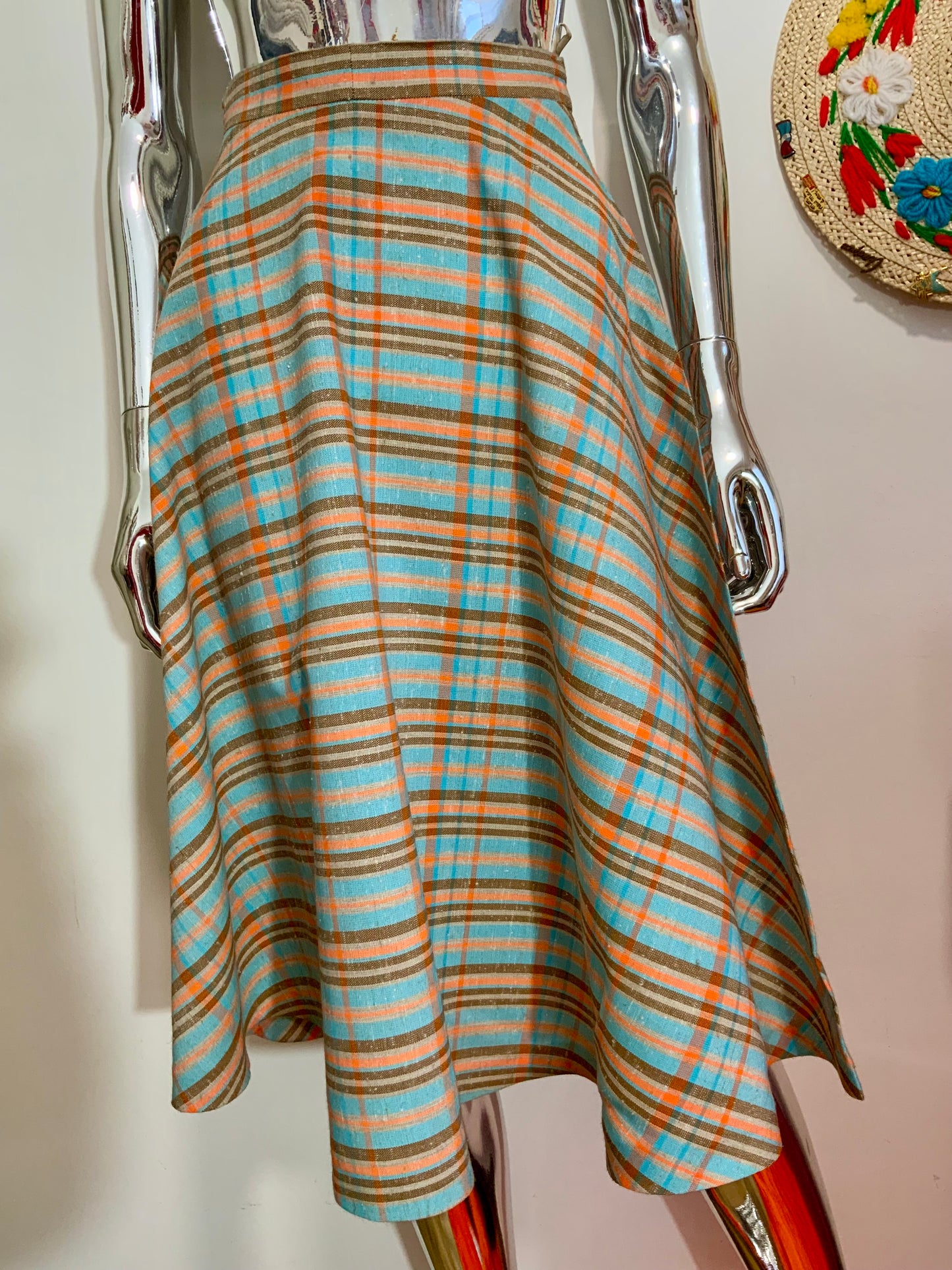 Jupe longue patineuse écossaise Vintage Deadstock 1970