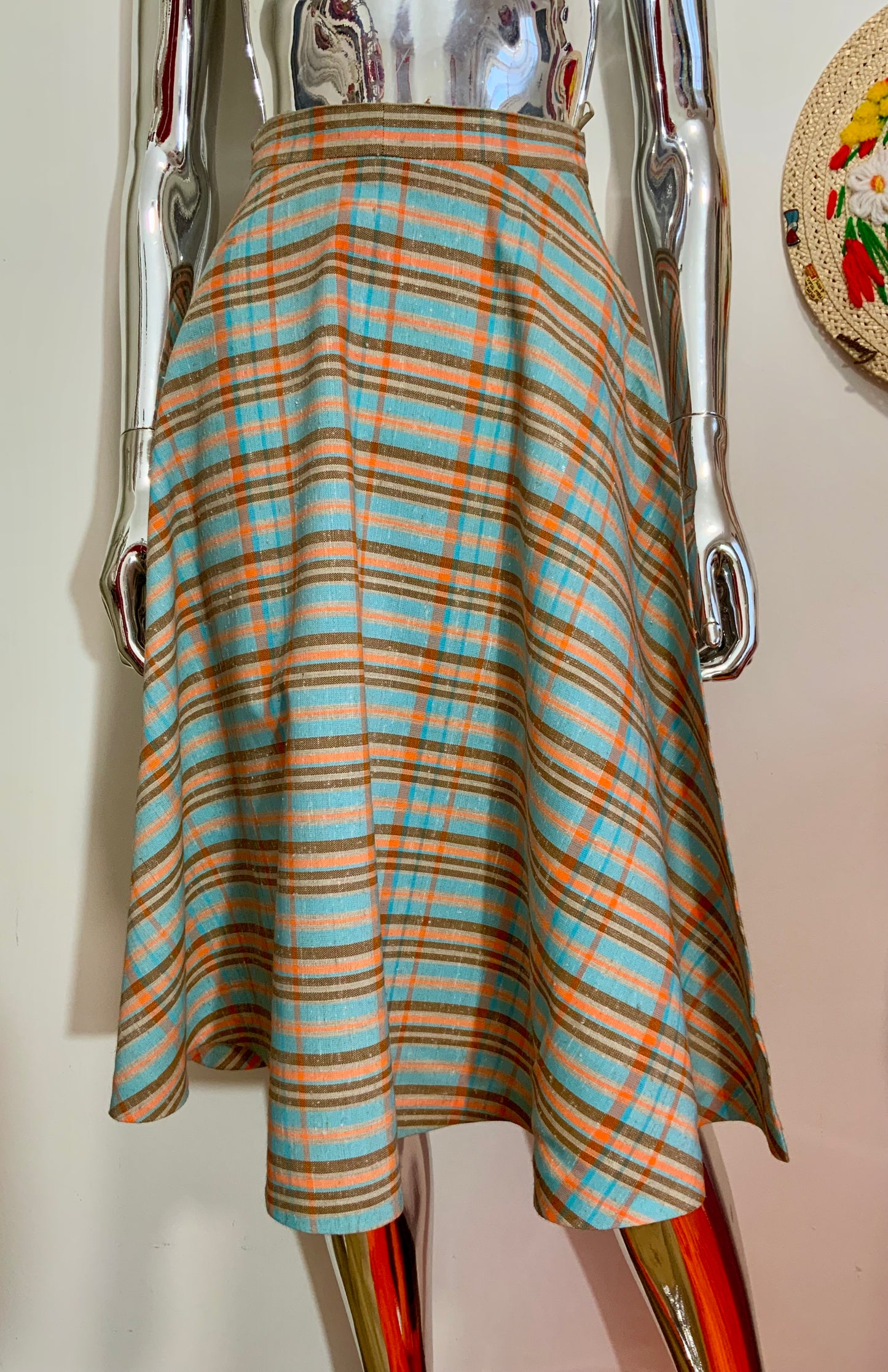 Jupe longue patineuse écossaise Vintage Deadstock 1970
