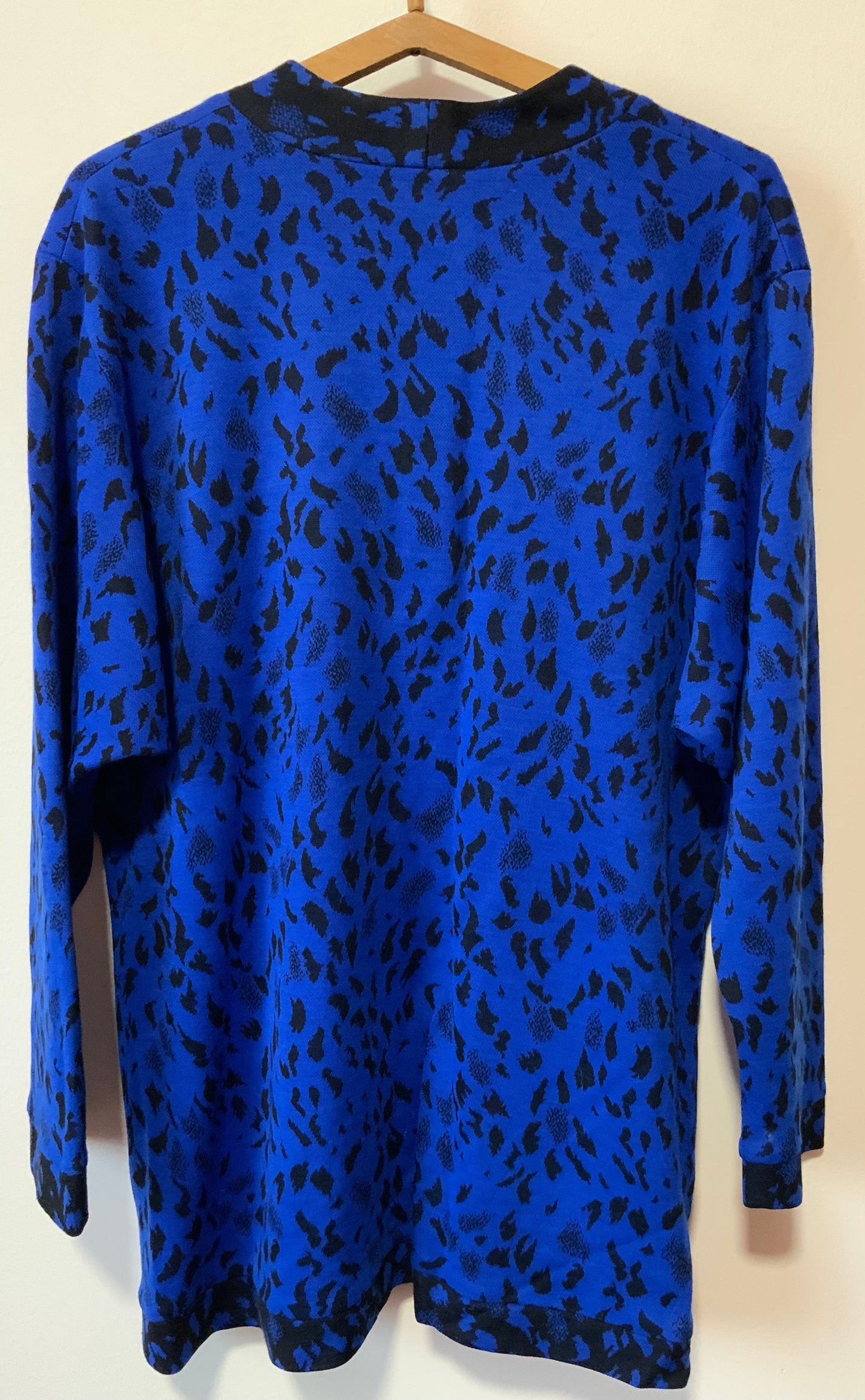 Grand Pull Bleu Électrique Motifs leopard Vintage France