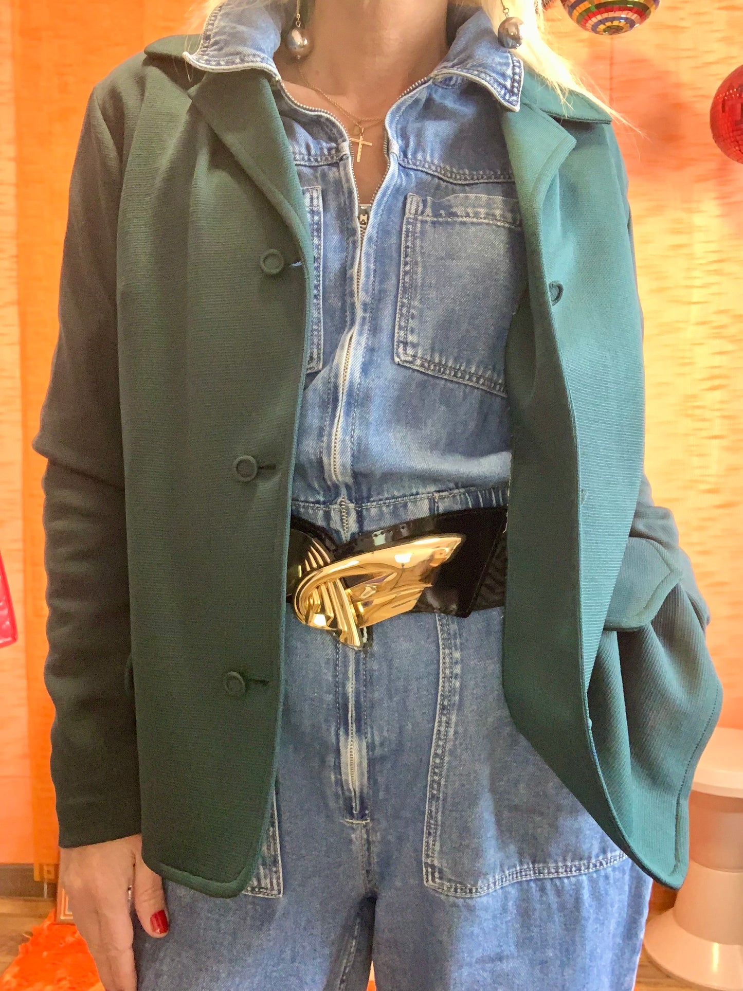 Veste courte Forme Cardigan en Astralon Vintage 1970 Chic