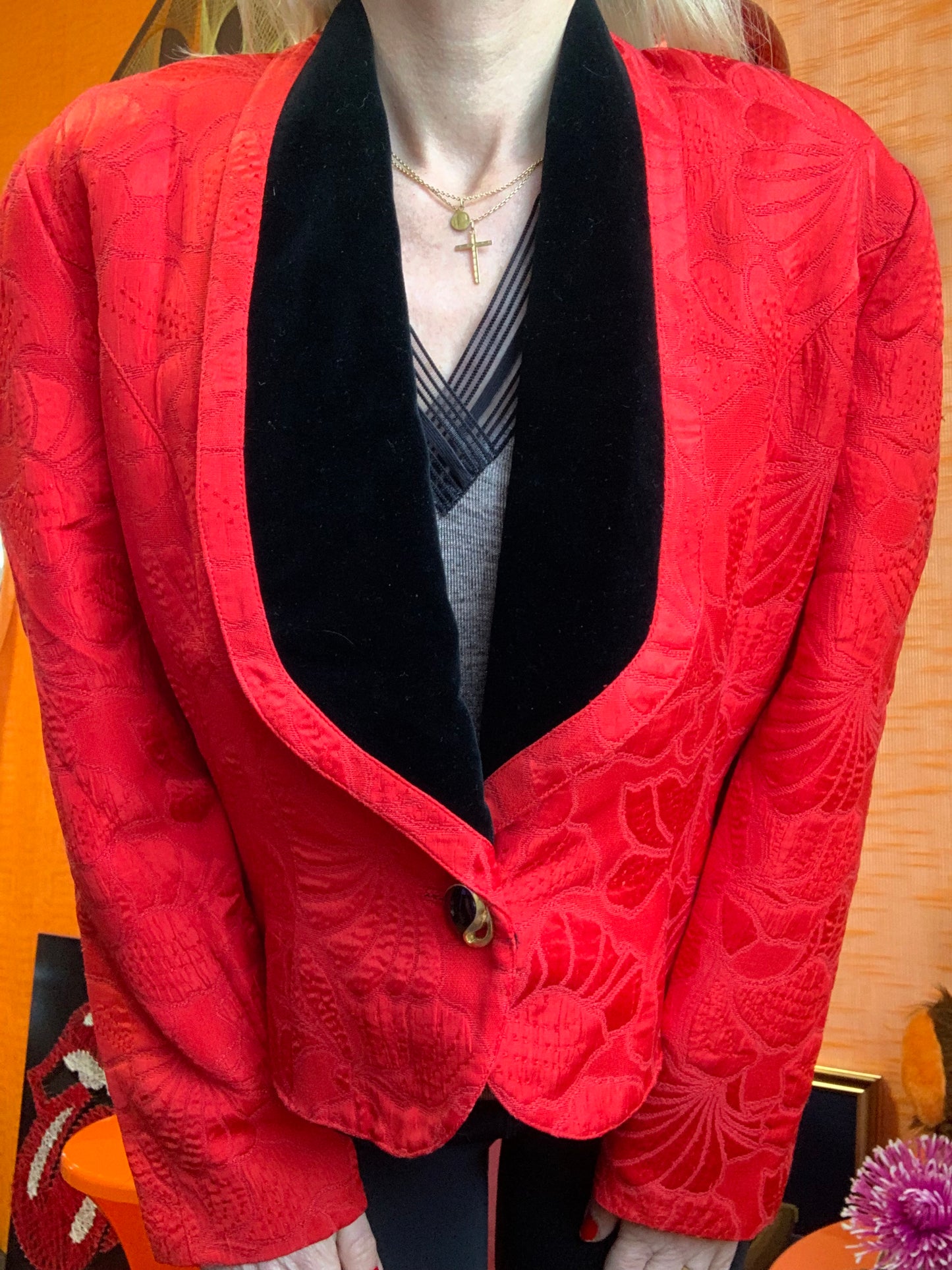 Sublime Veste Rouge et velours Vintage 1980/90 Création France