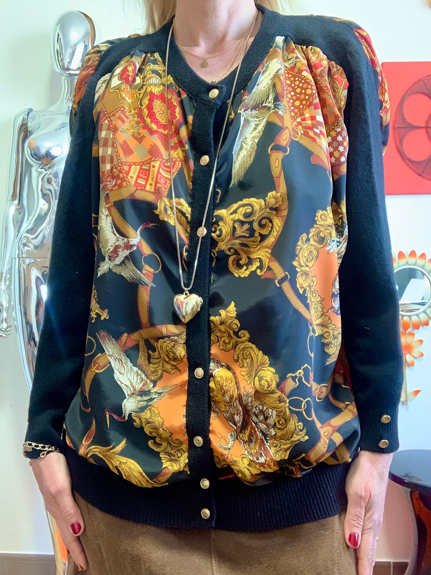 Pull Gilet voile Motifs Nathalie Andersen Vintage Chic