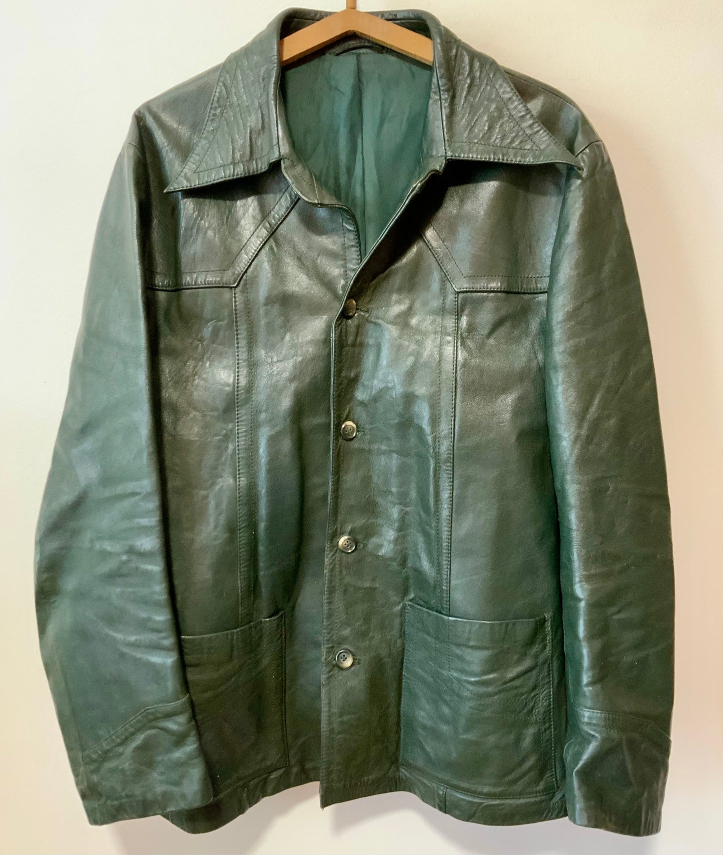 Veste en cuir Pure Vintage 1970 Col à pointes - Surpiqûres